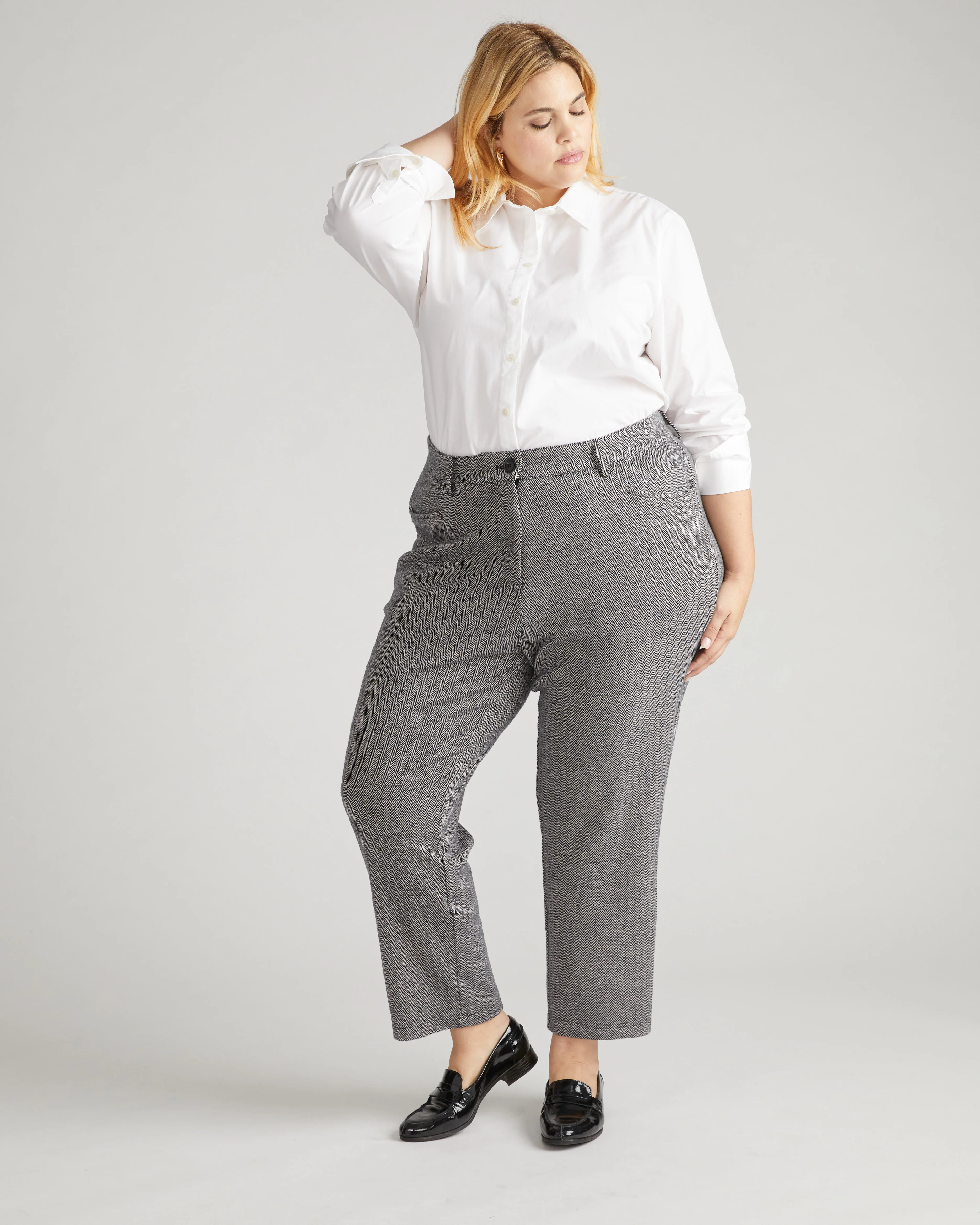 Cigarette Ponte Pants - Herringbone Tweed - Image 3