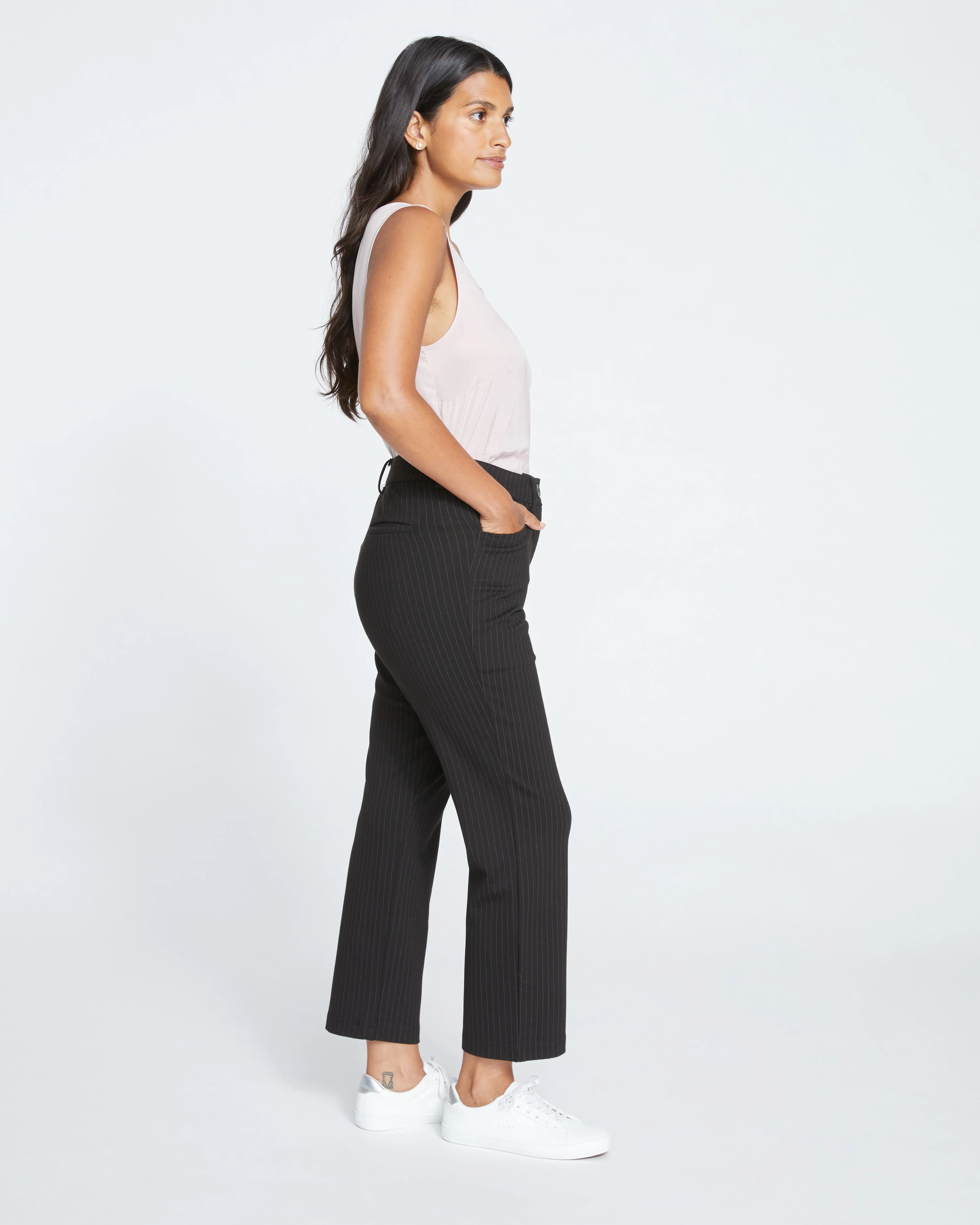Cigarette Ponte Pants - Slate Pinstripe - Image 3