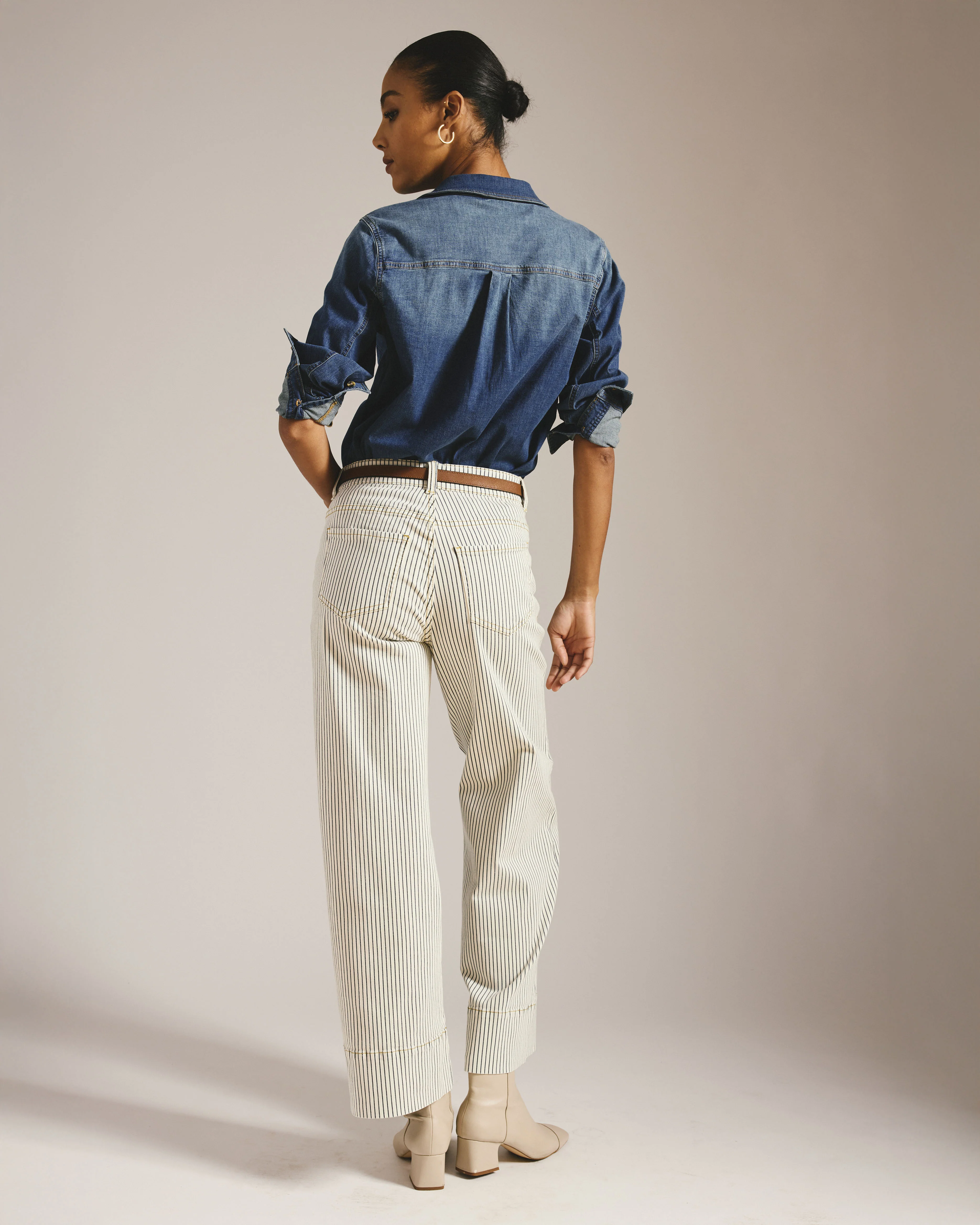 Claudia High Rise Stretch Jeans - Railroad Stripe - Image 5