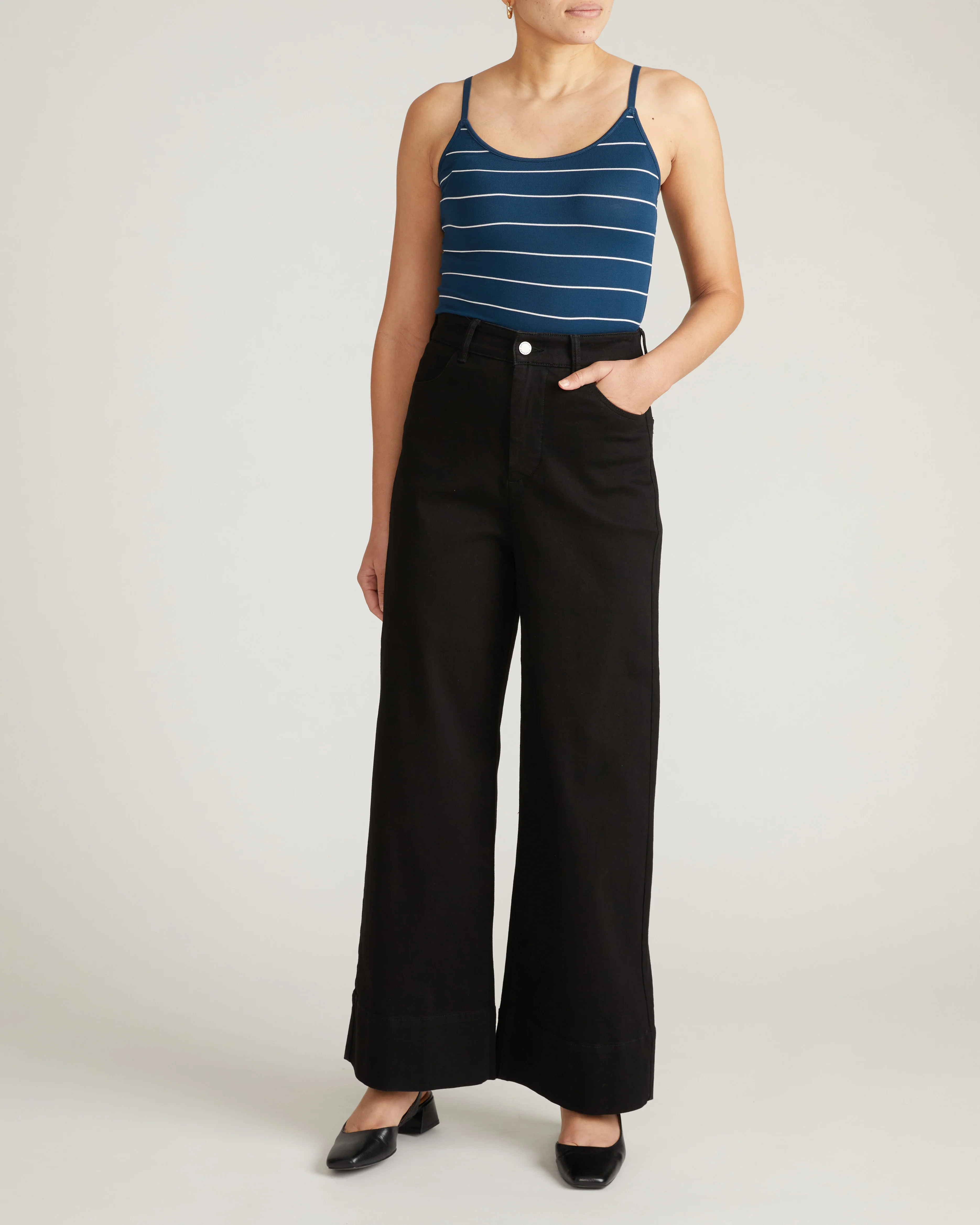 Cloud Rib Camisole - Teal/White Microstripe - Image 4