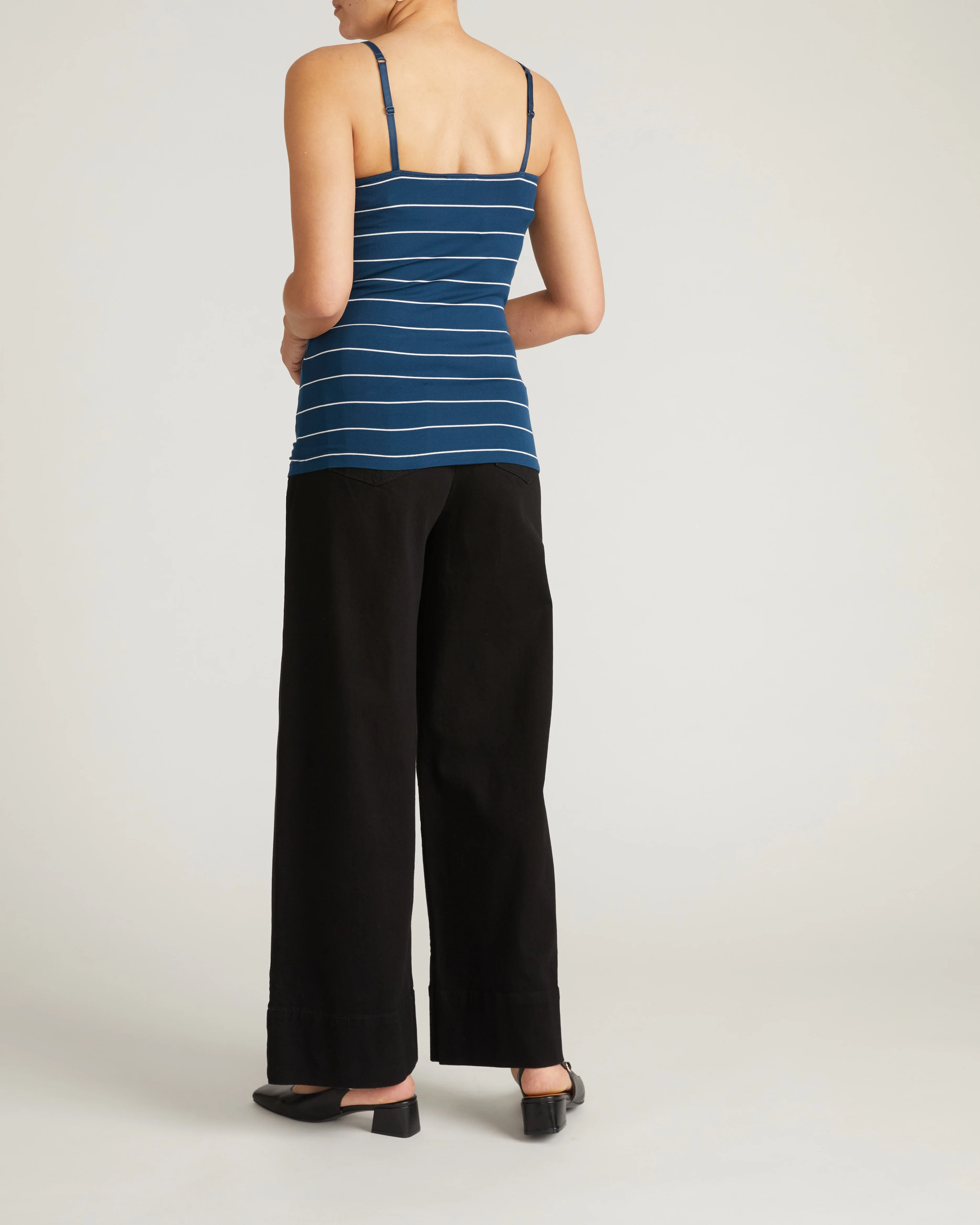 Cloud Rib Camisole - Teal/White Microstripe - Image 6