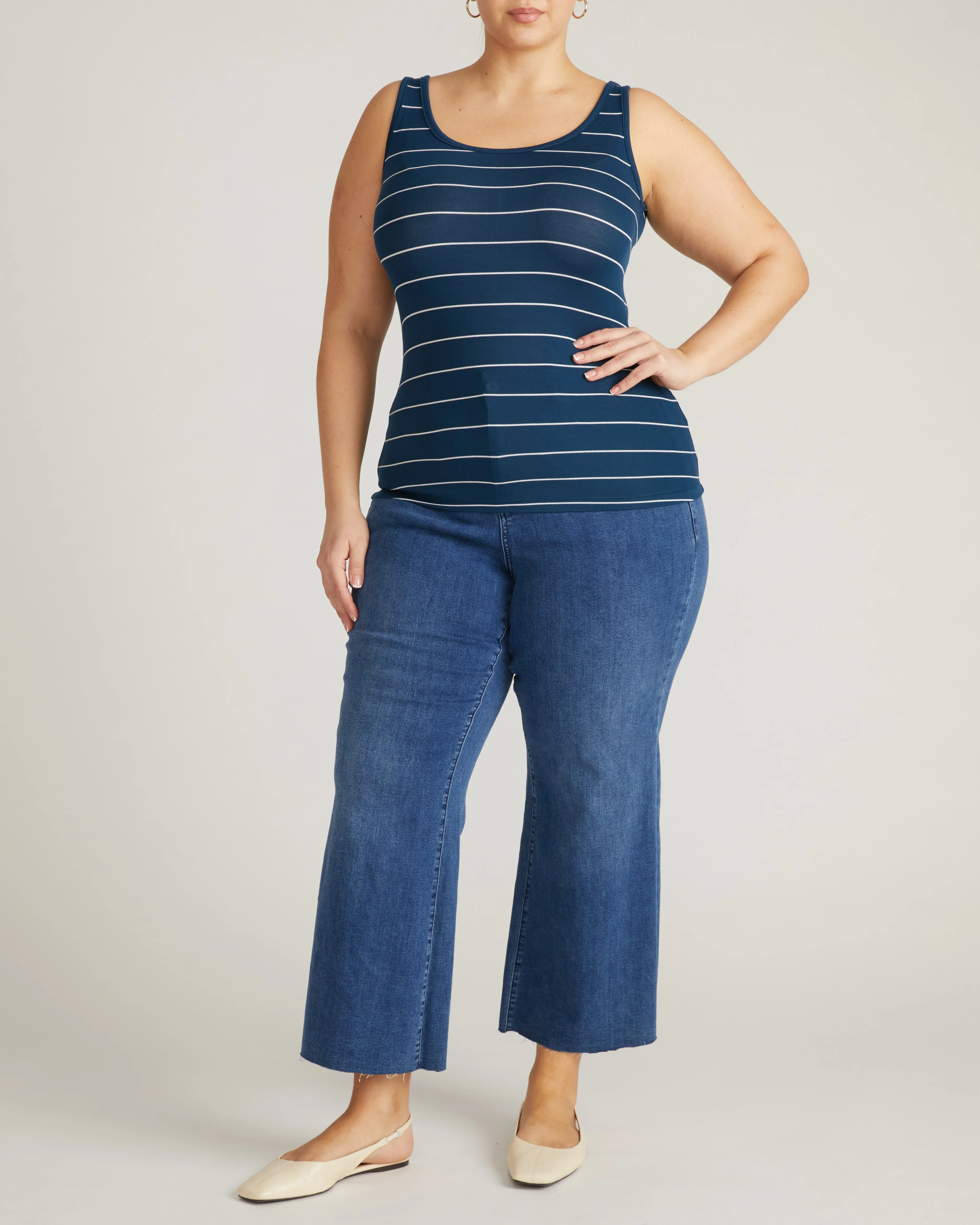 Cloud Rib Tank - Teal/White Microstripe - Image 3