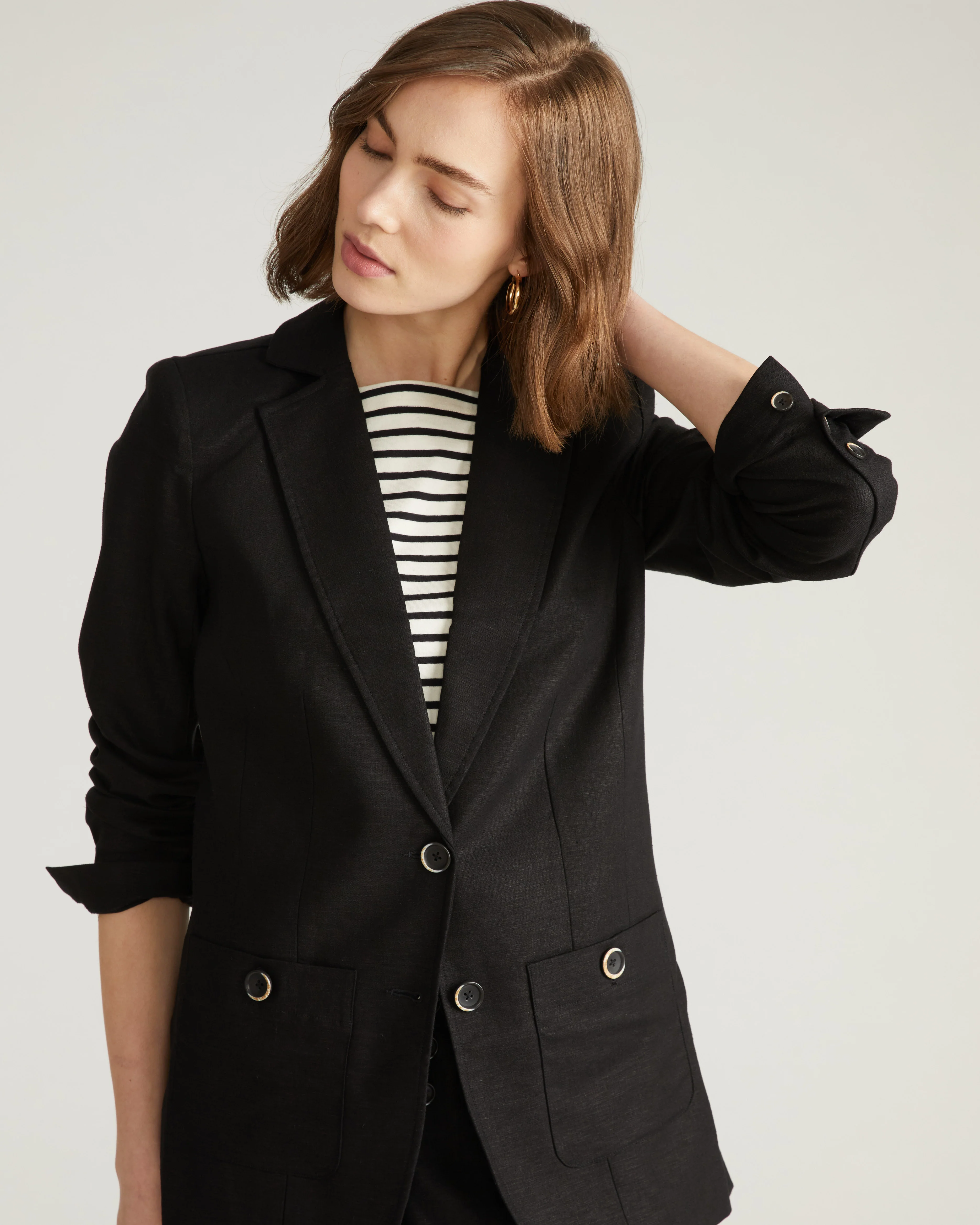 Coastal Linen Blazer - Black