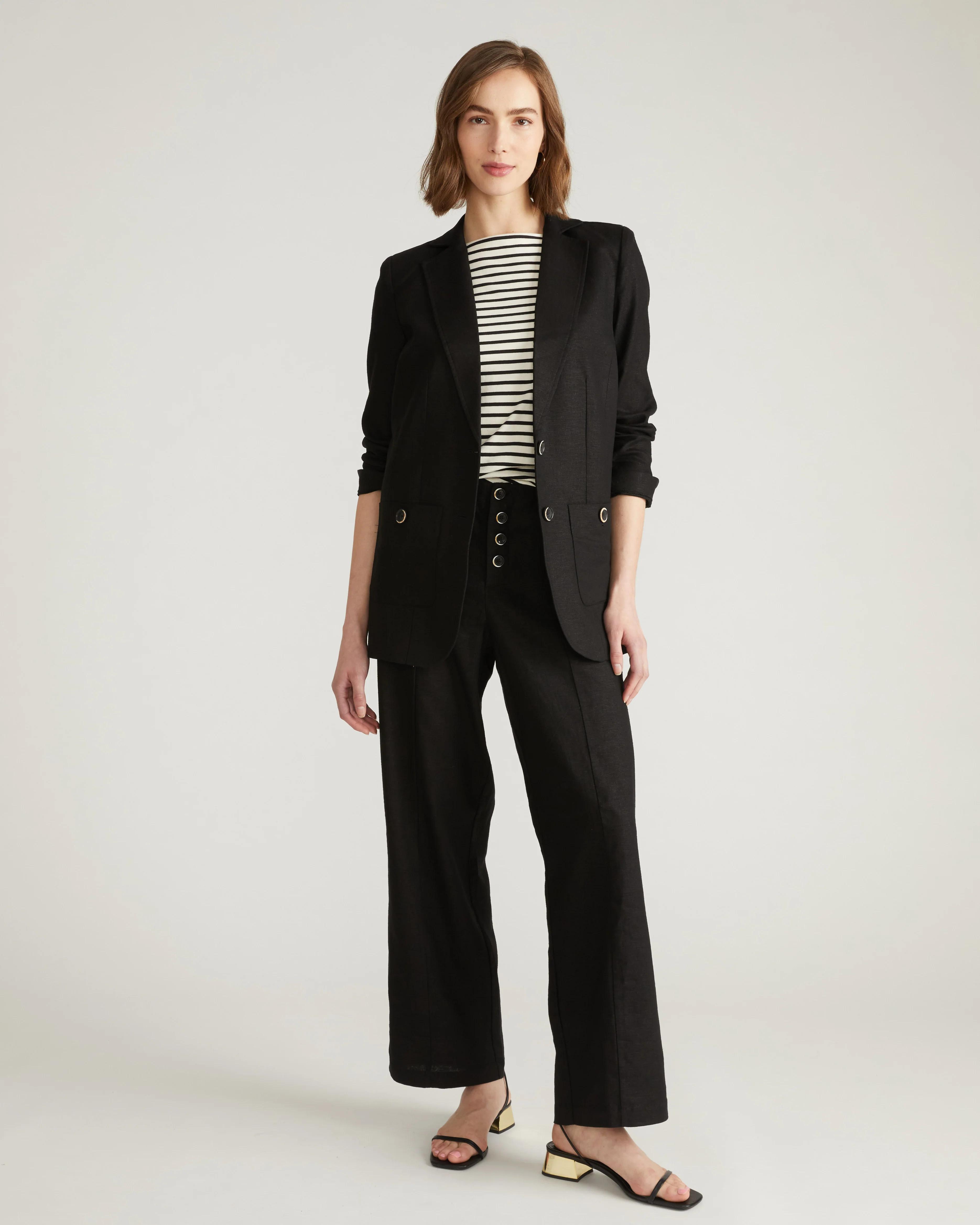 Coastal Linen Blazer - Black - Image 2