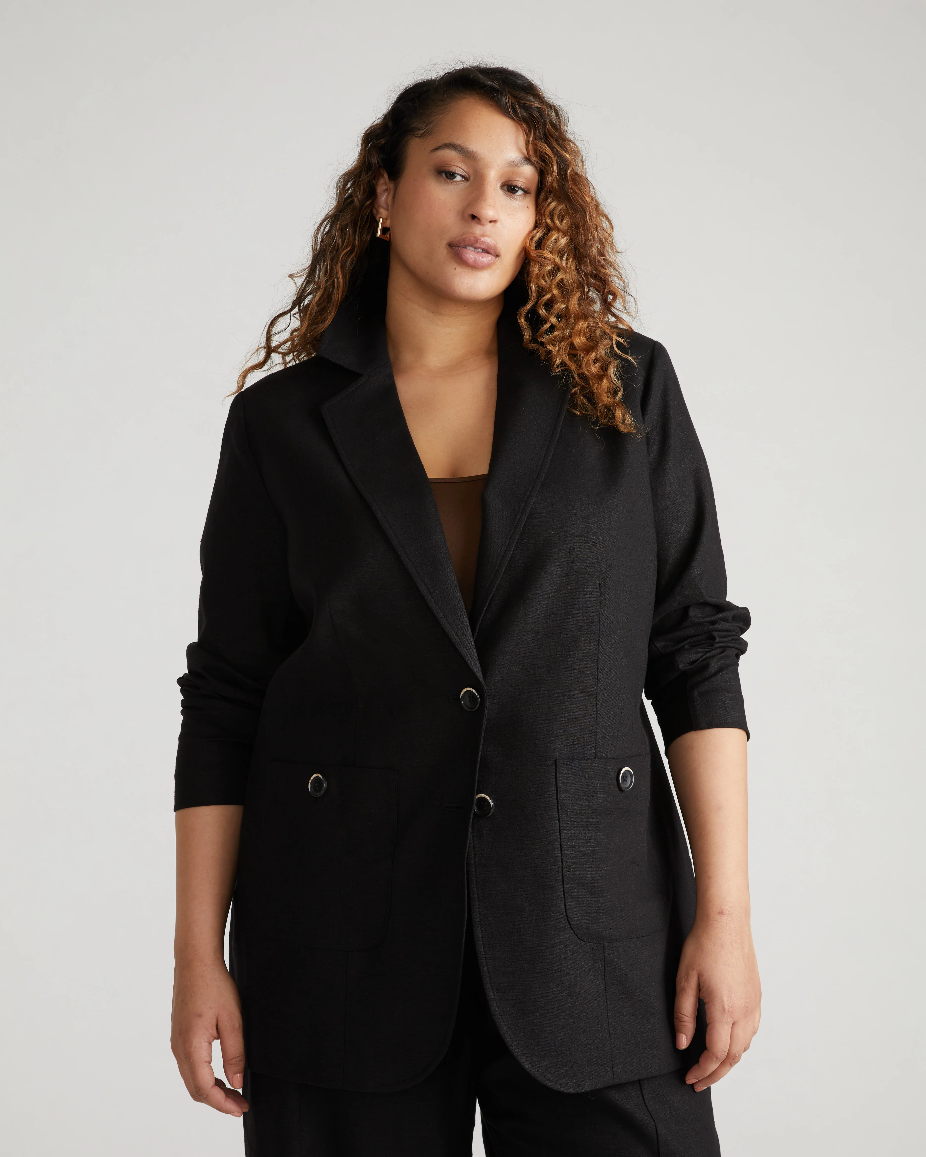 Coastal Linen Blazer - Black - Image 5
