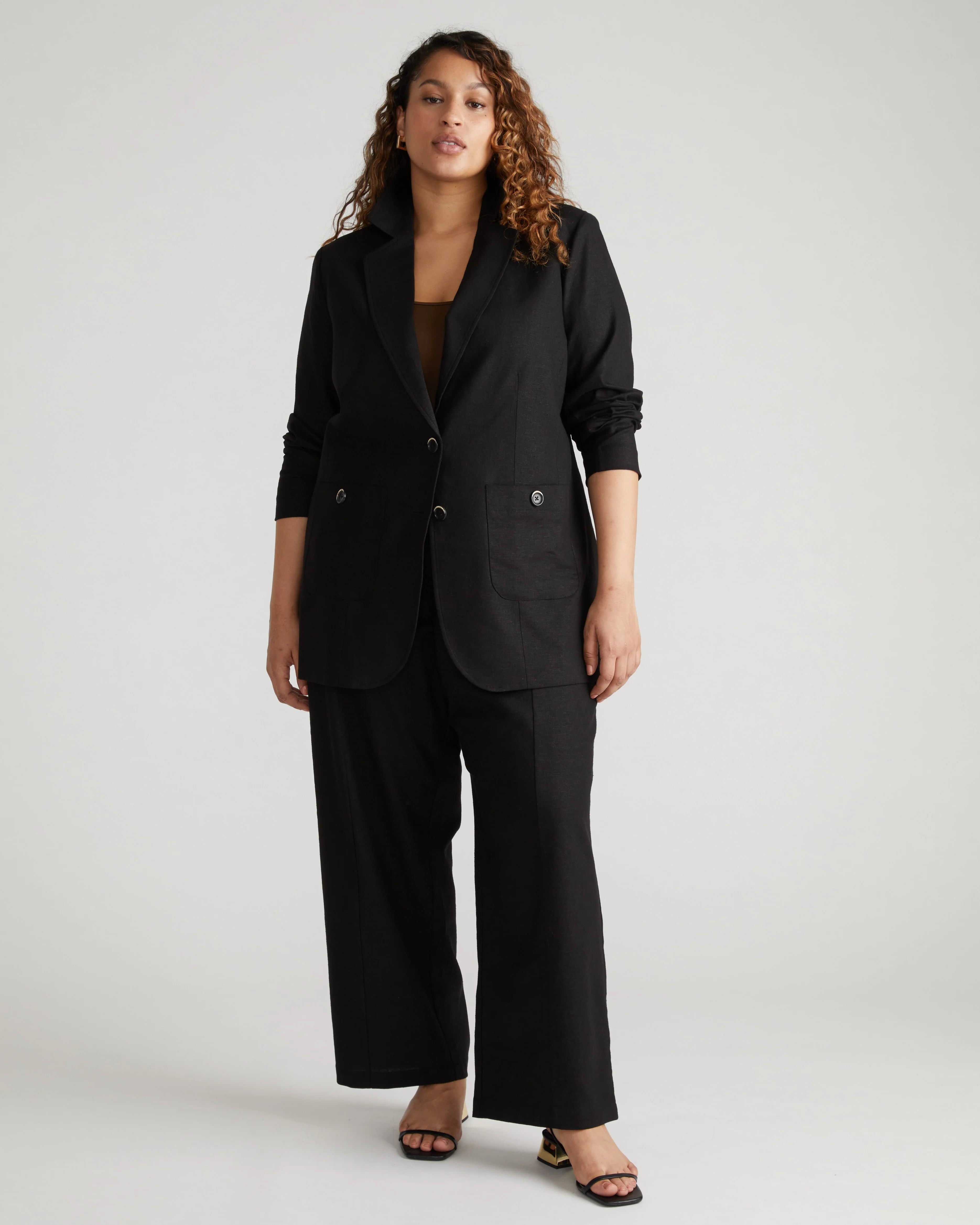 Coastal Linen Blazer - Black - Image 6
