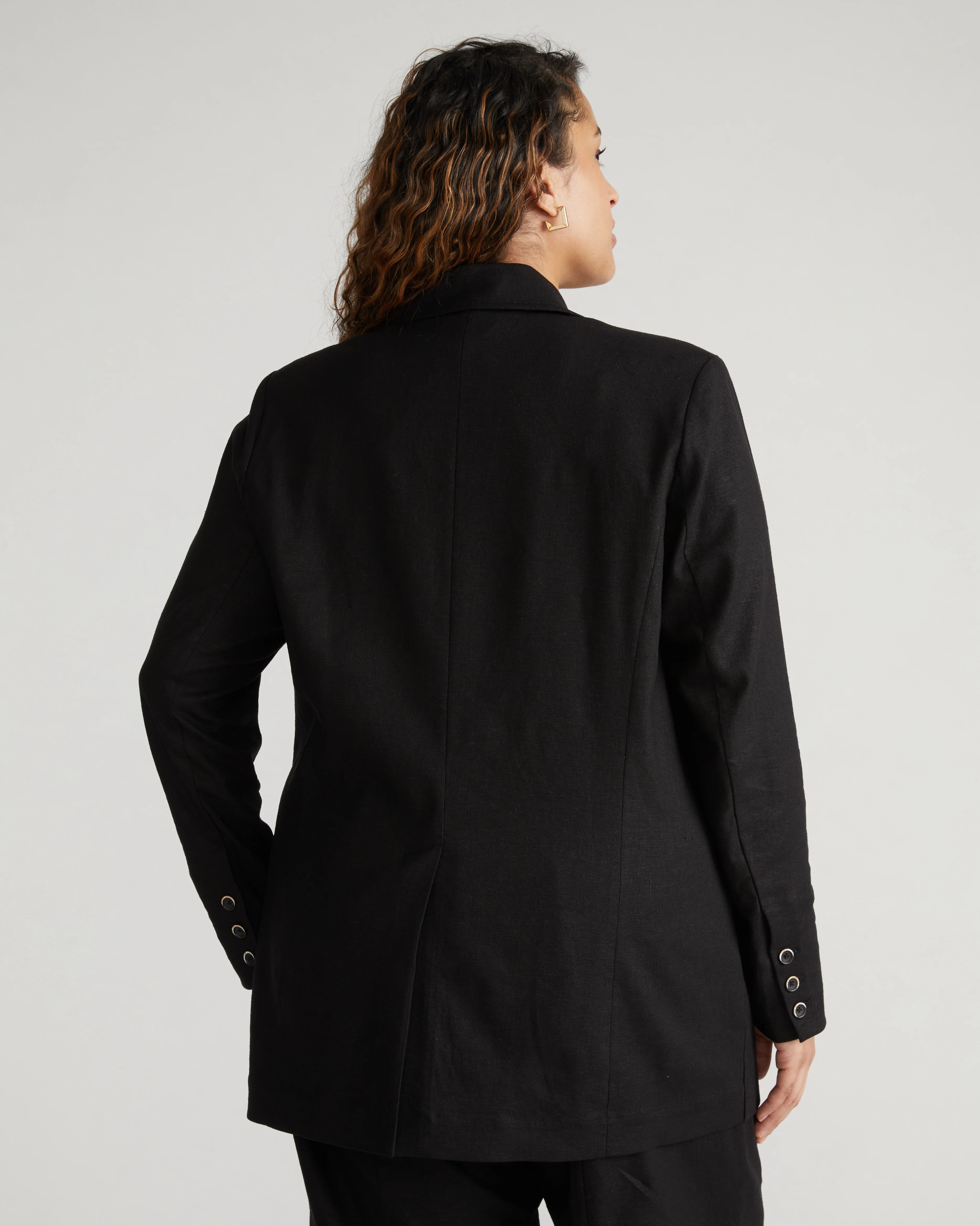 Coastal Linen Blazer - Black - Image 8
