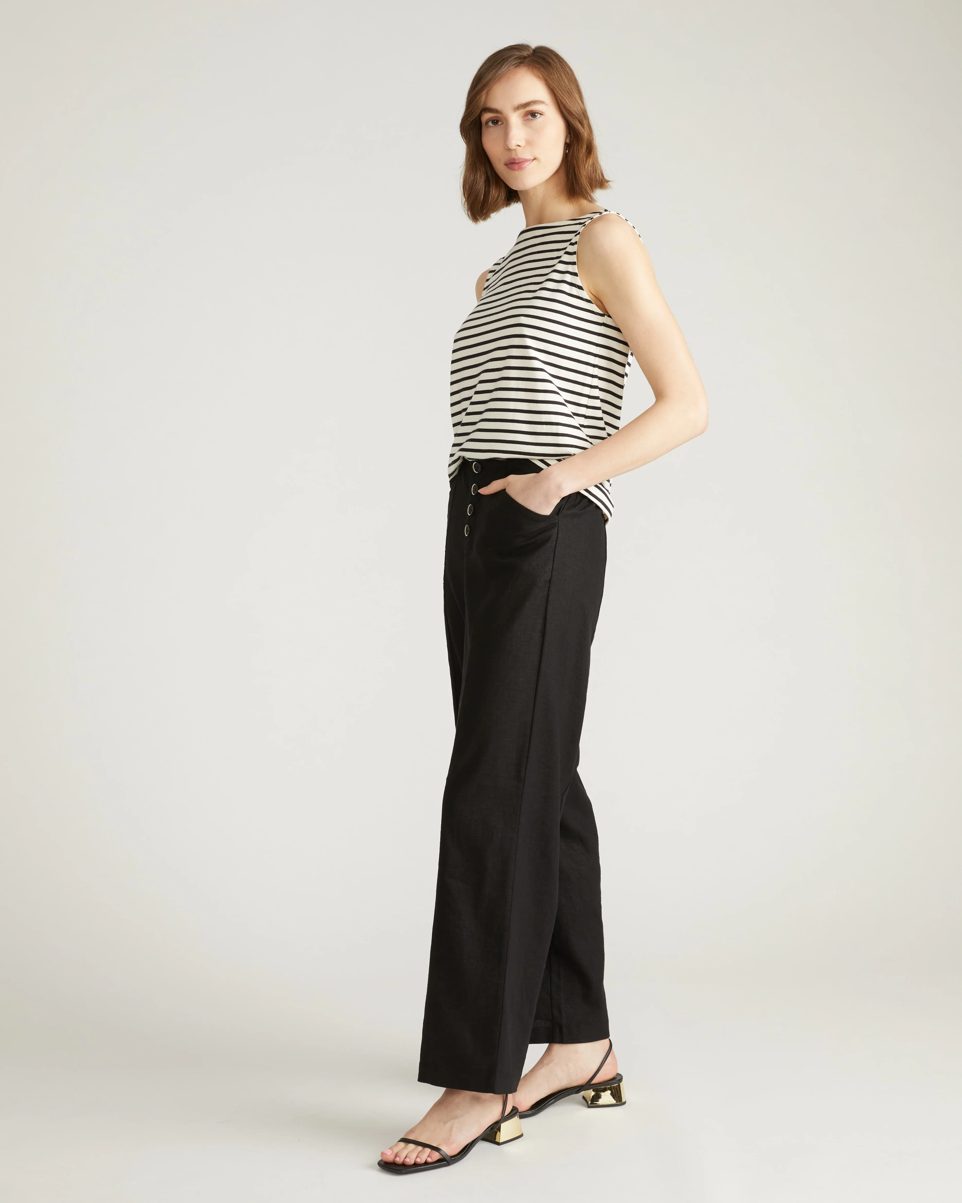 Coastal Linen Pants - Black - Image 2