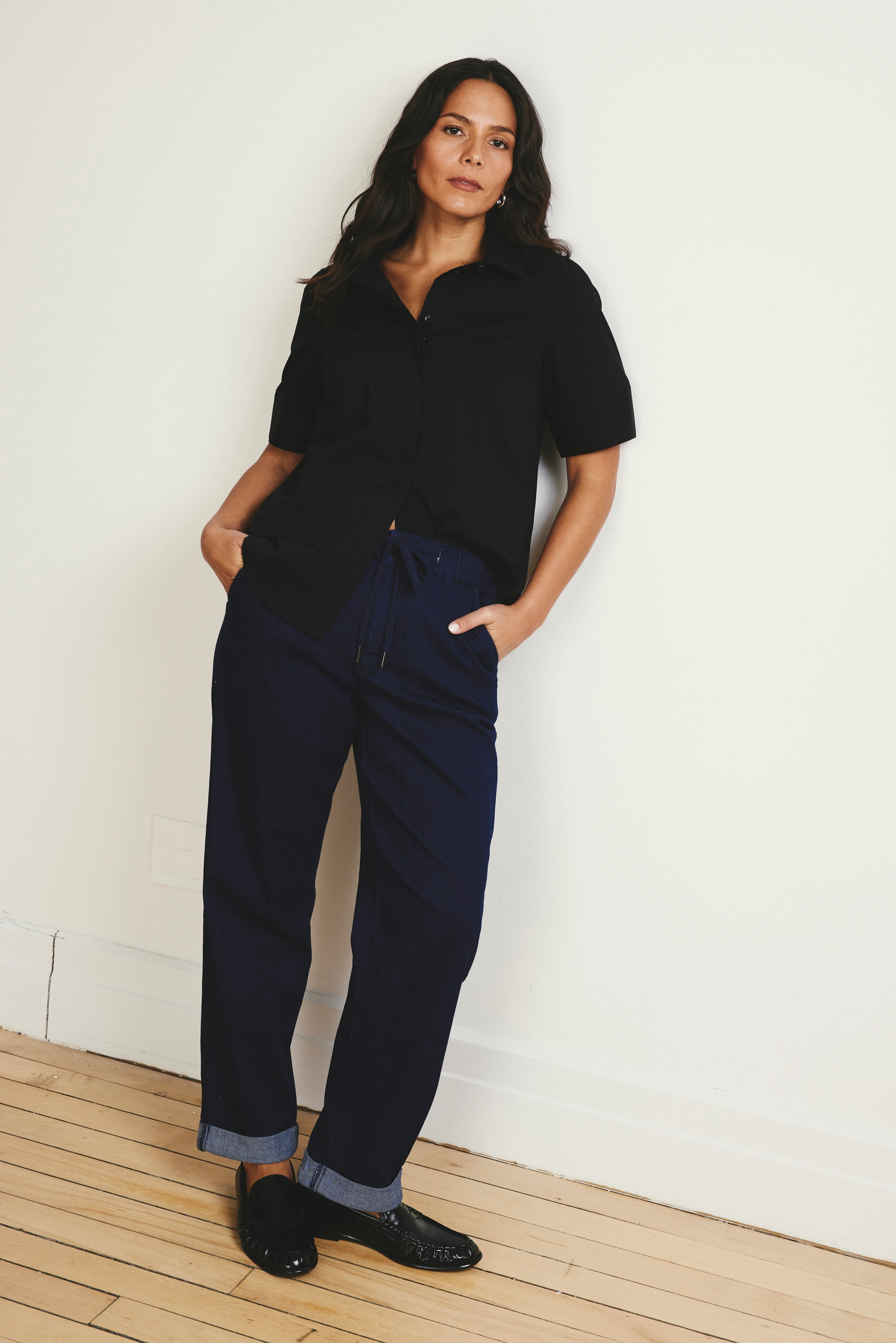 ComfortDenim Drawstring Jeans - Dark Indigo