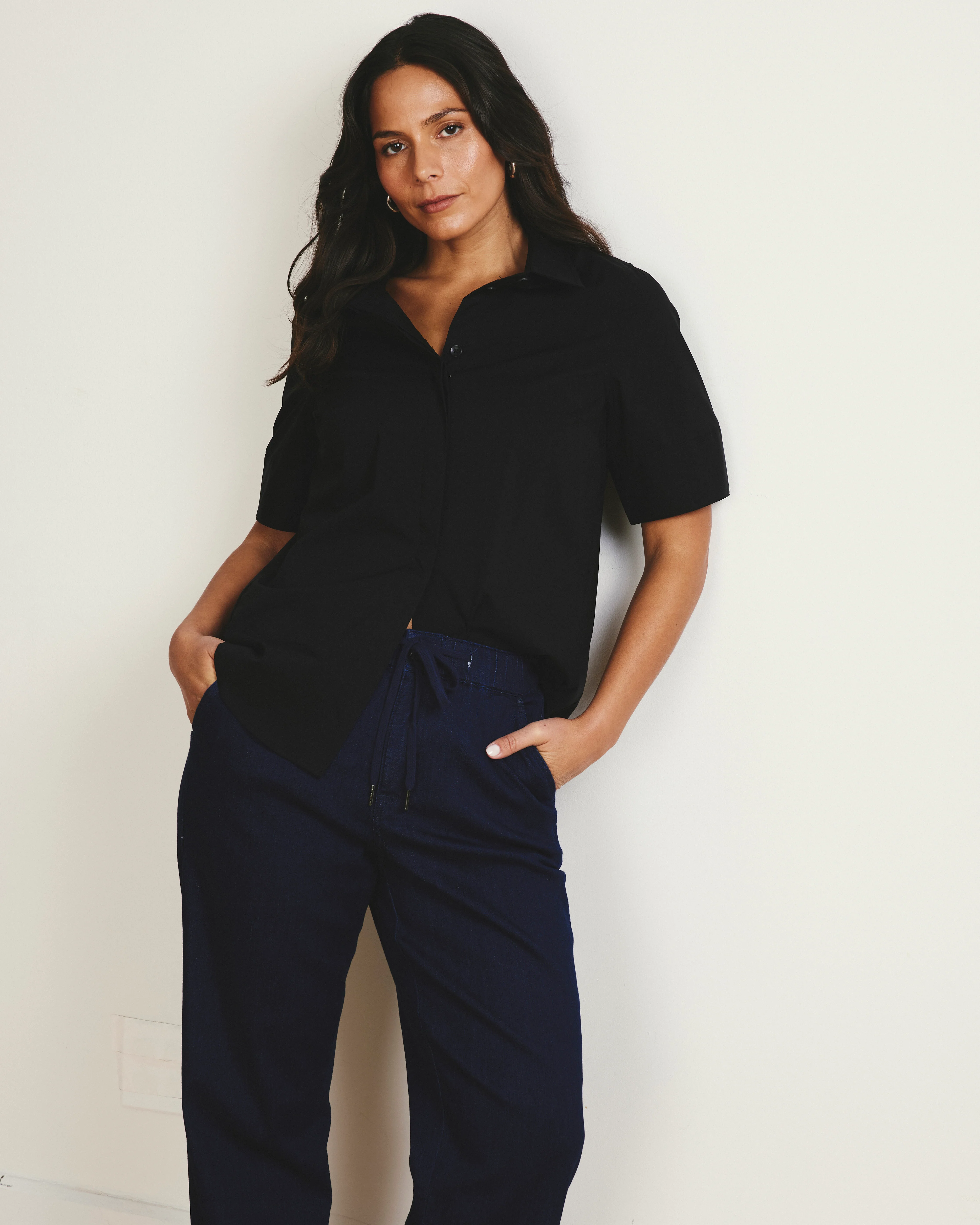 ComfortDenim Drawstring Jeans - Dark Indigo - Image 2