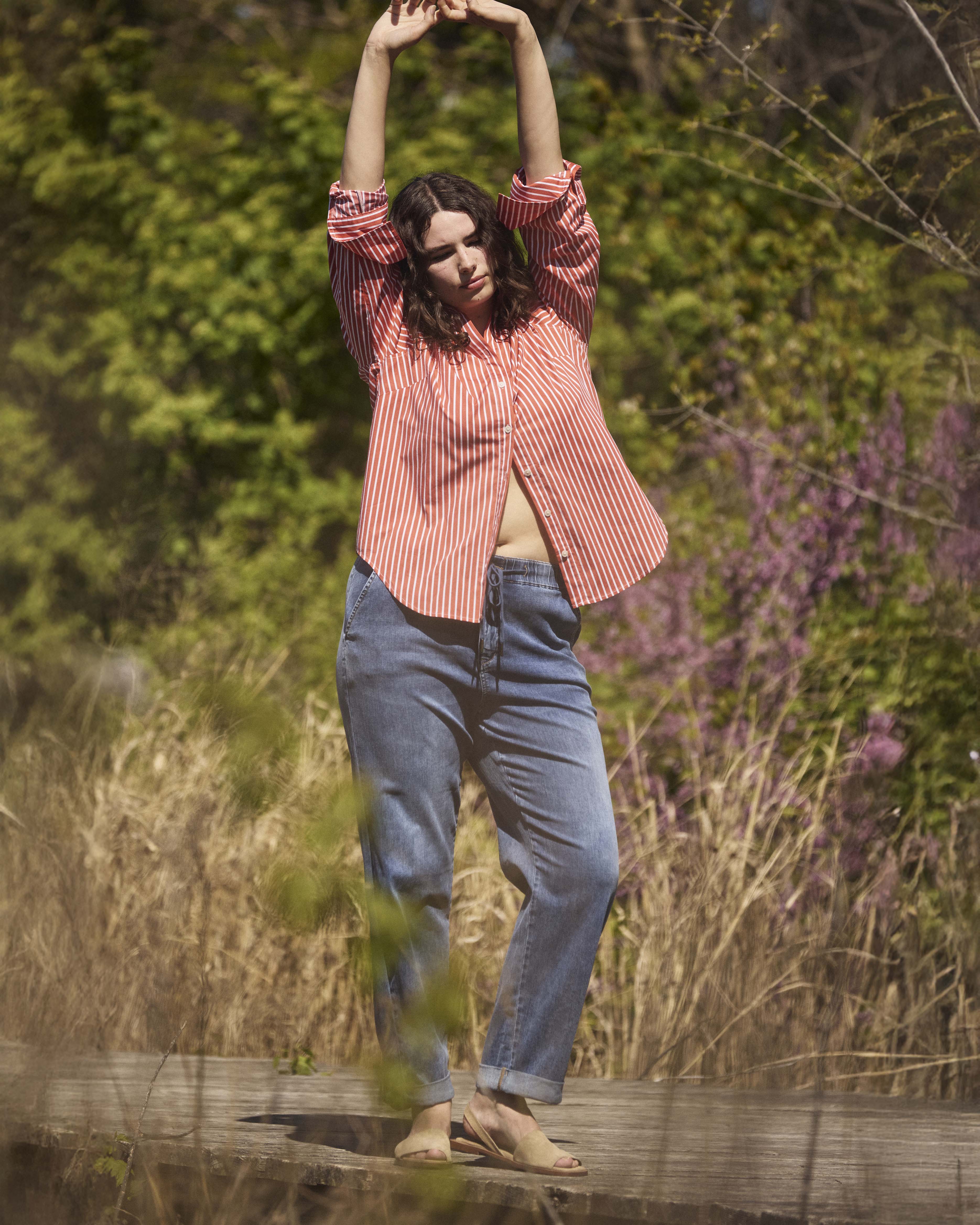 ComfortDenim Drawstring Jeans - Western Blue Wash - Image 2