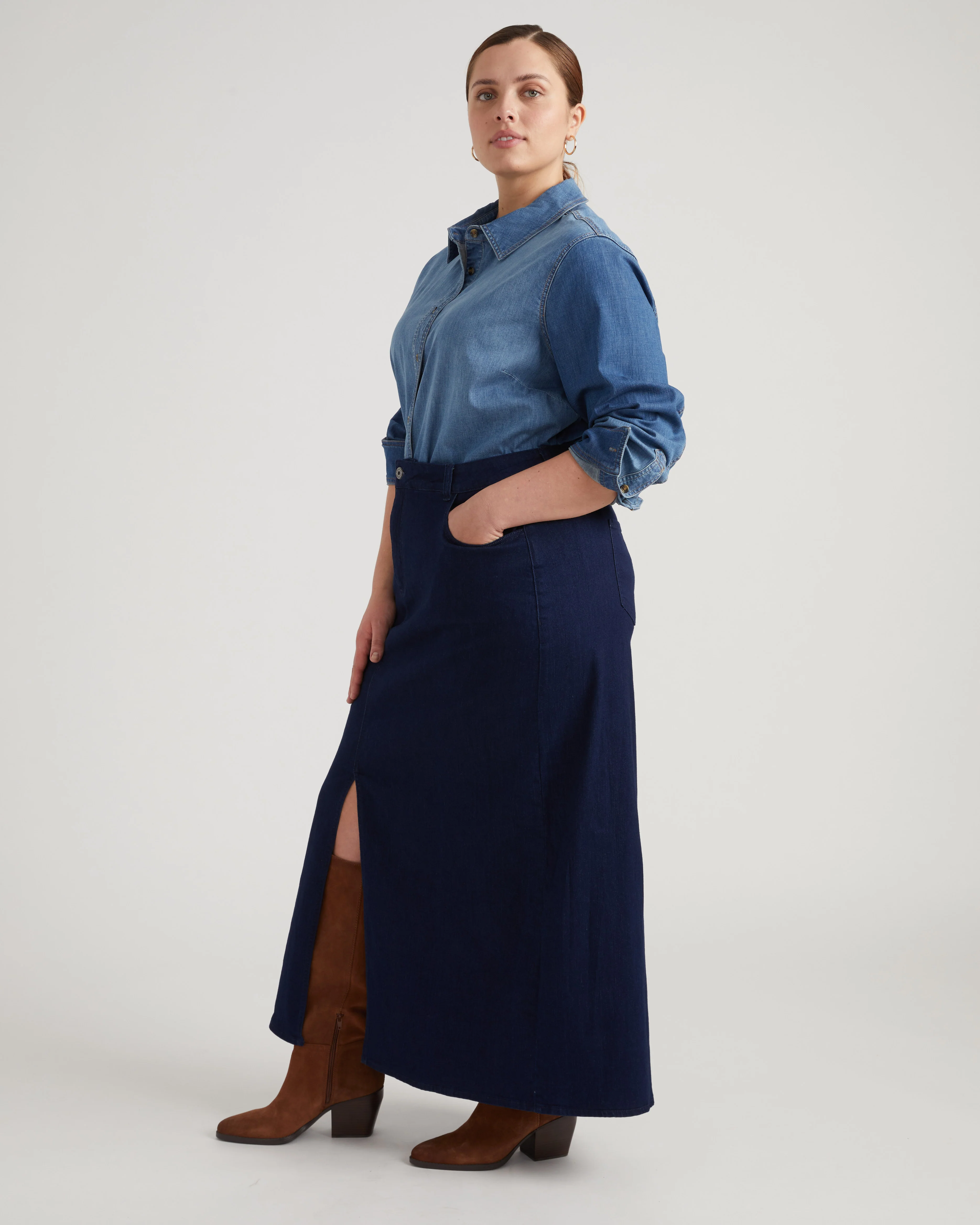 ComfortDenim Maxi Skirt - Dark Indigo - Image 2