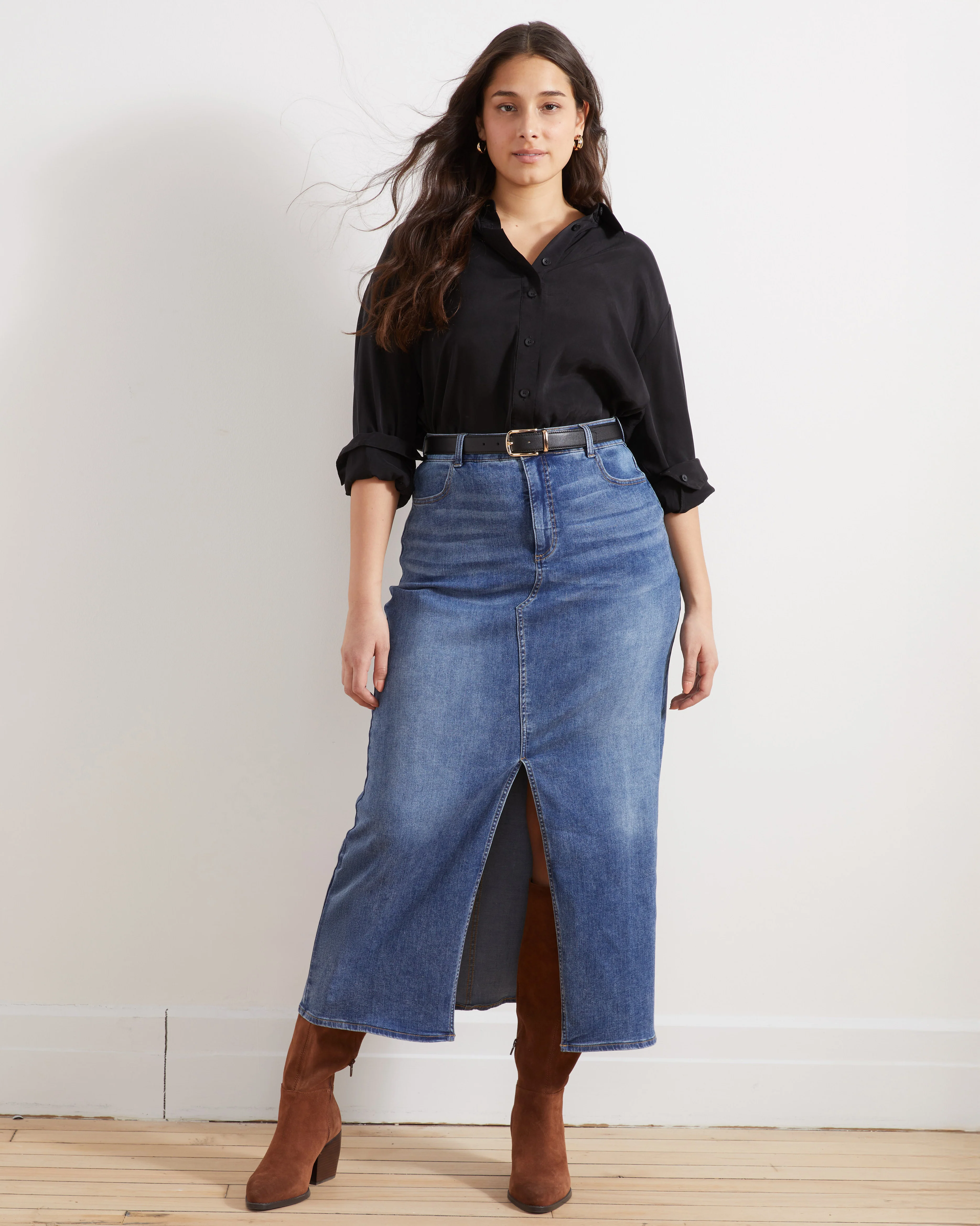 ComfortDenim Maxi Skirt - Western Blue Wash - Image 2