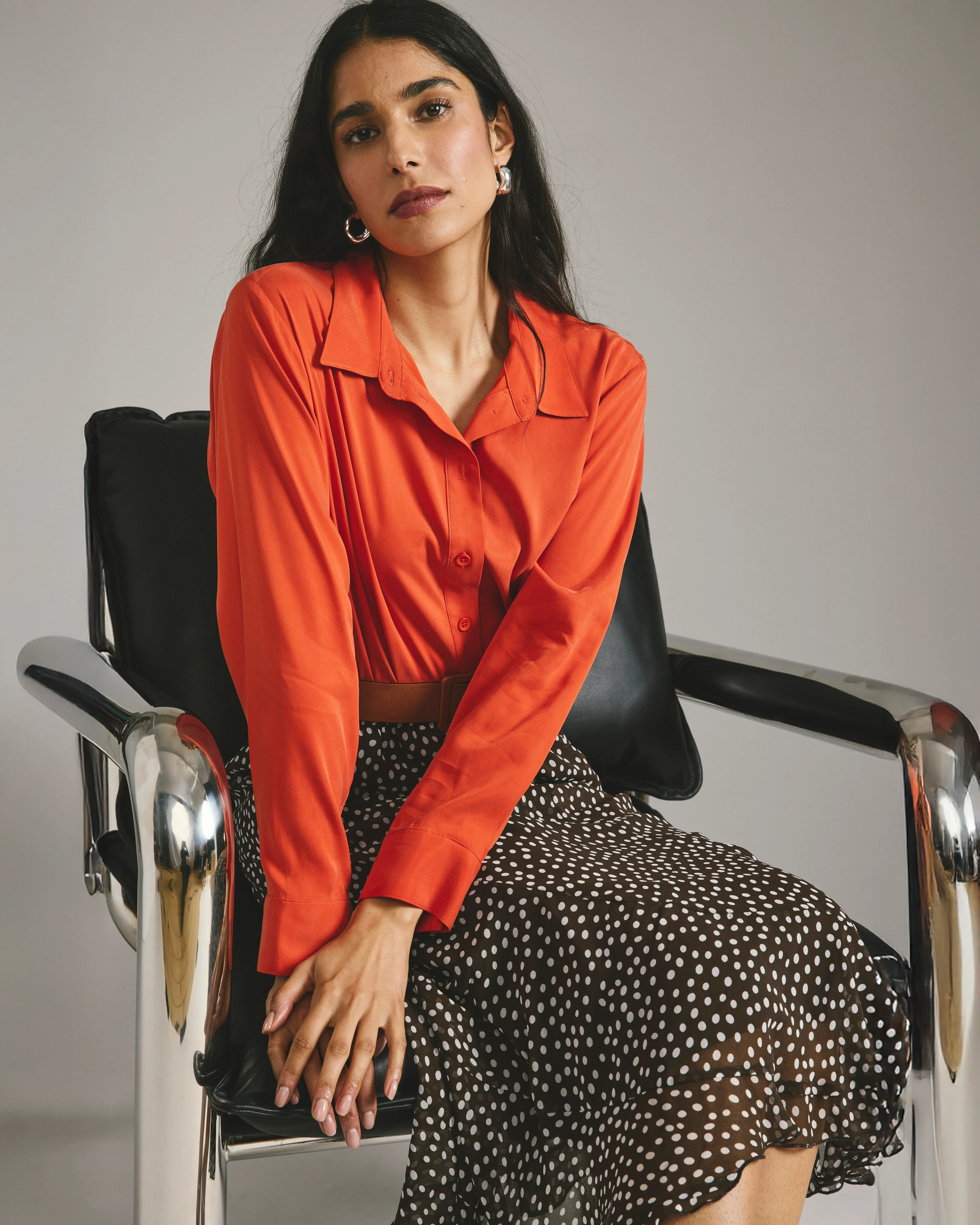 Cooling Stretch Cupro Artist Shirt - Orange Flame
