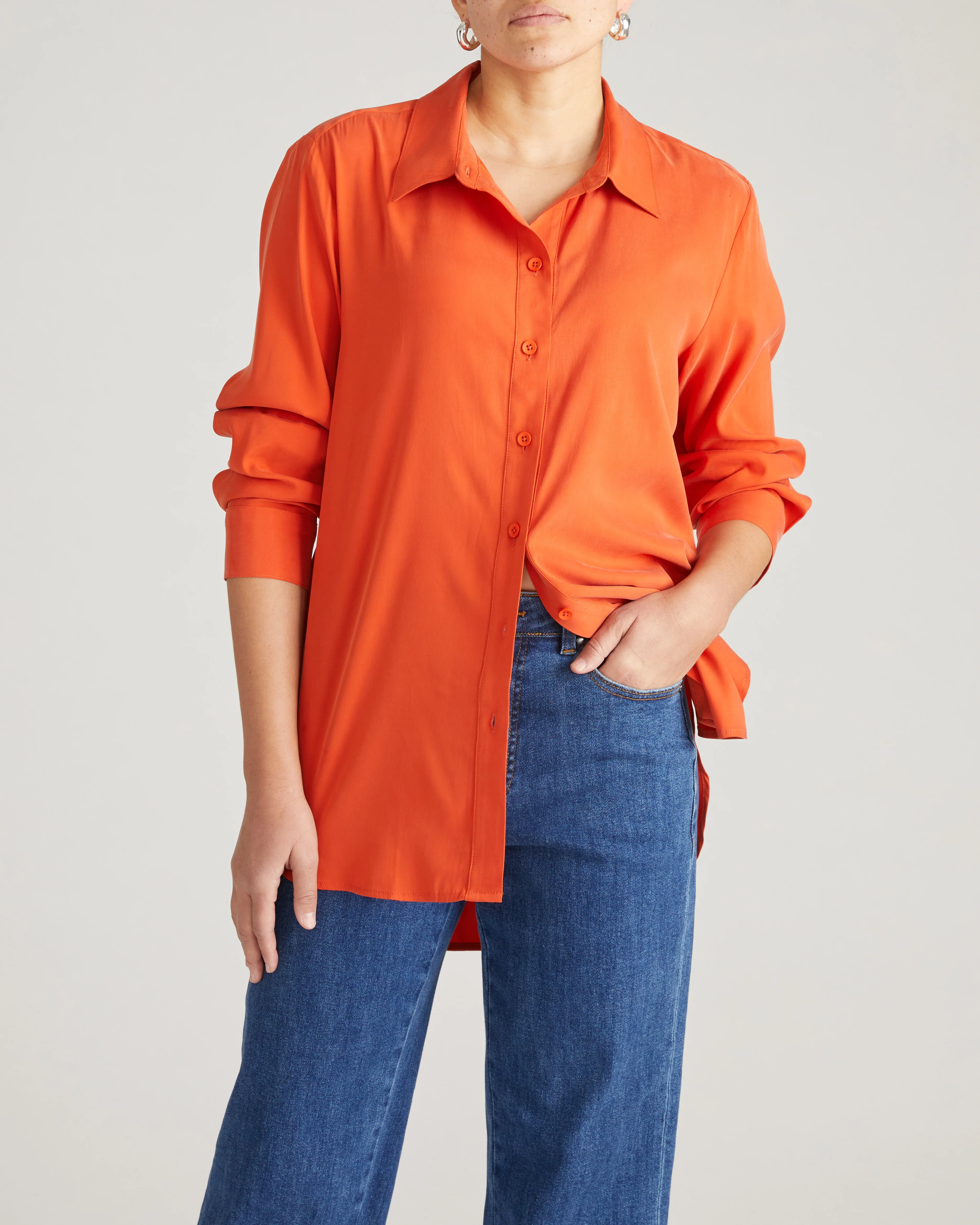 Cooling Stretch Cupro Artist Shirt - Orange Flame - Image 4