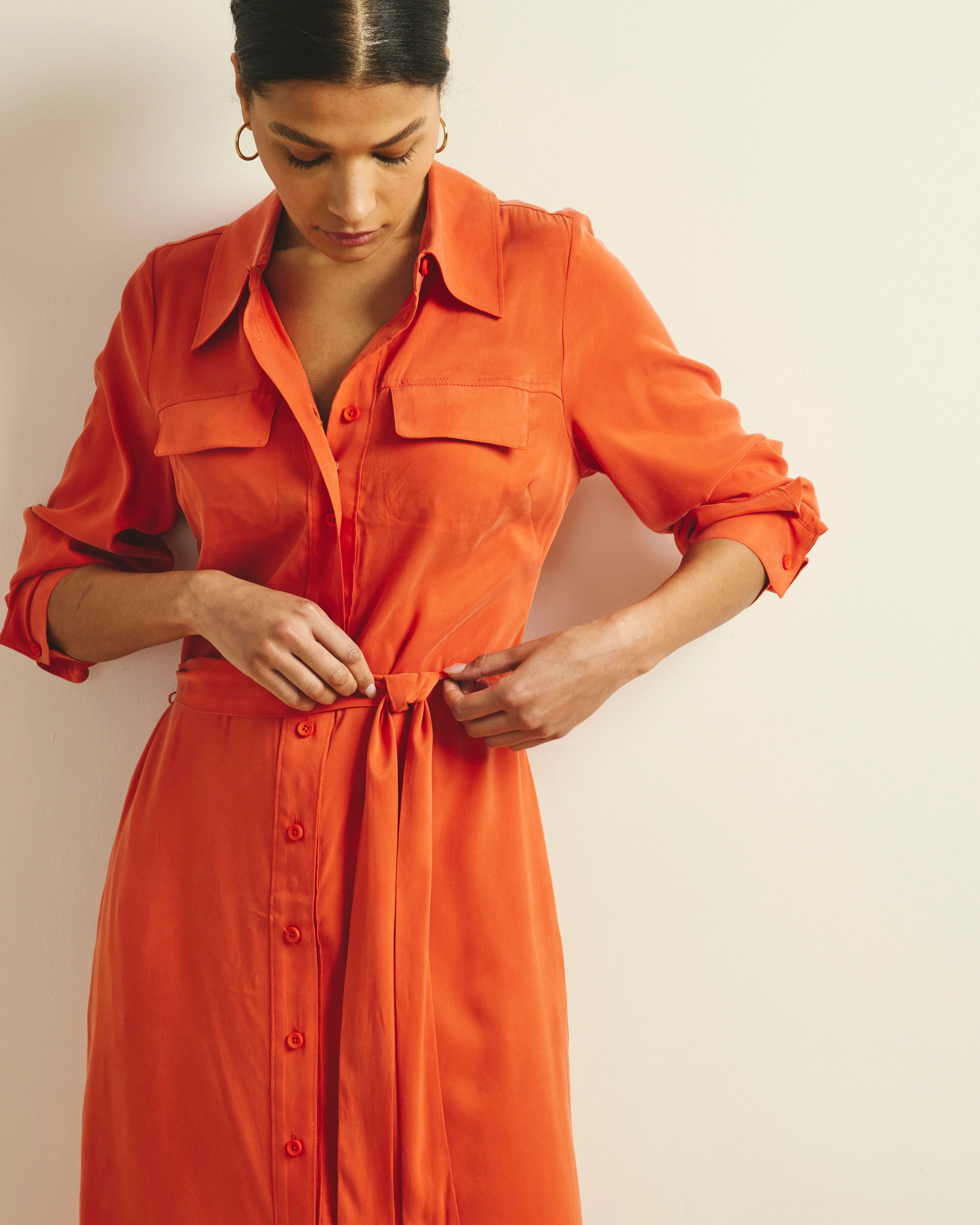 Cooling Stretch Cupro Savannah Dress - Orange Flame - Image 2