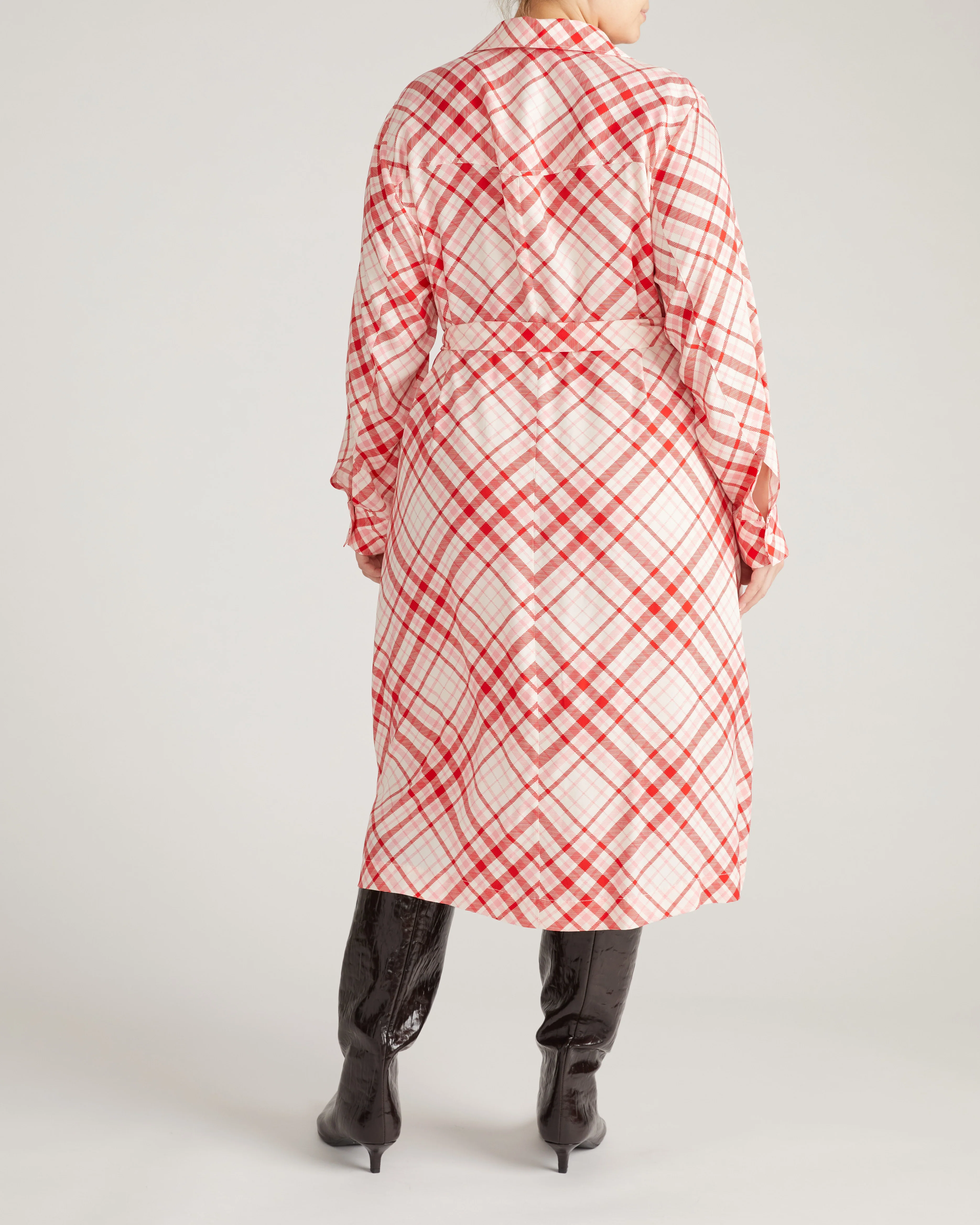 Cooling Stretch Cupro Savannah Dress - Red Plaid Print - Image 6