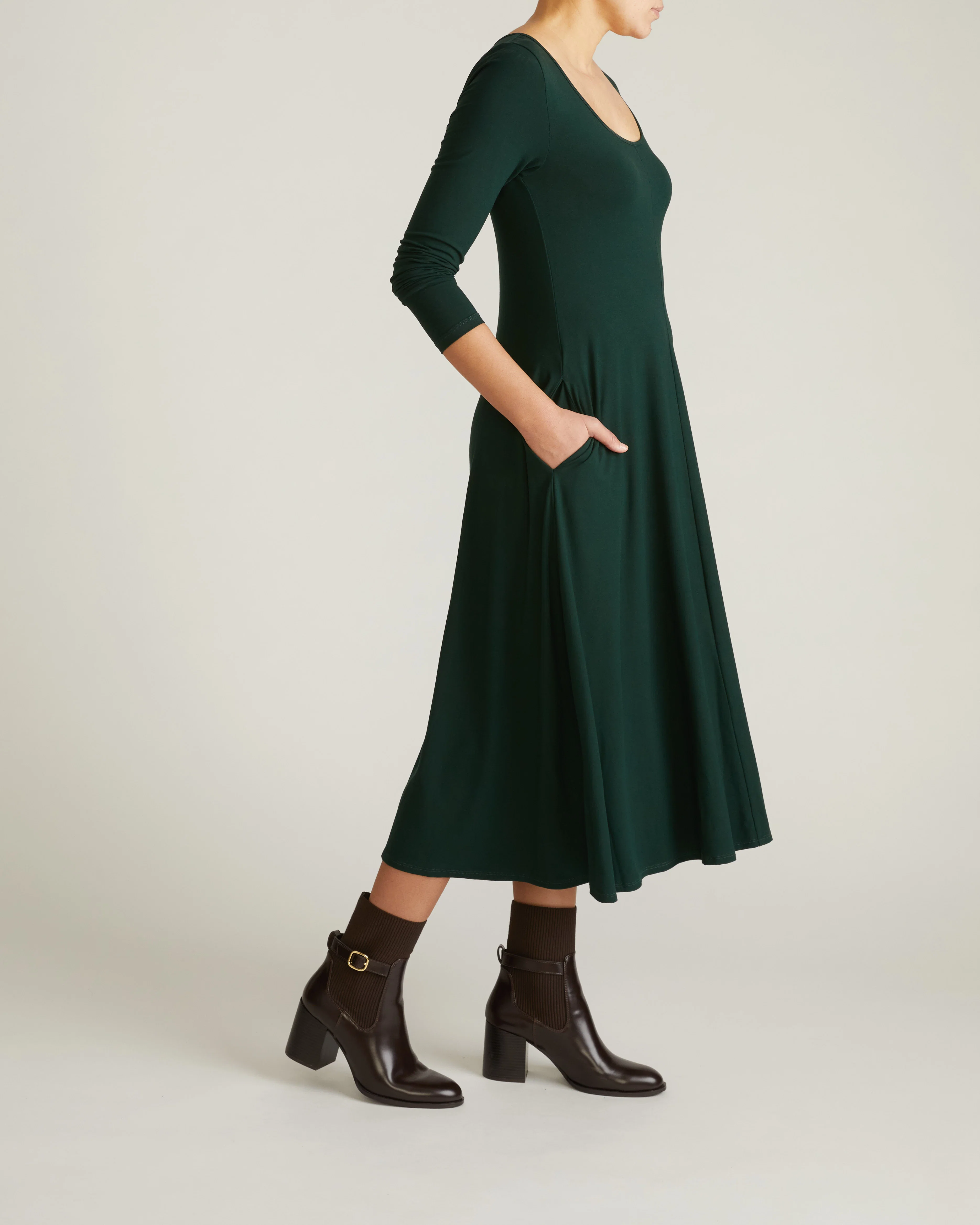 Cora Divine Jersey Dress - Forest Green - Image 3
