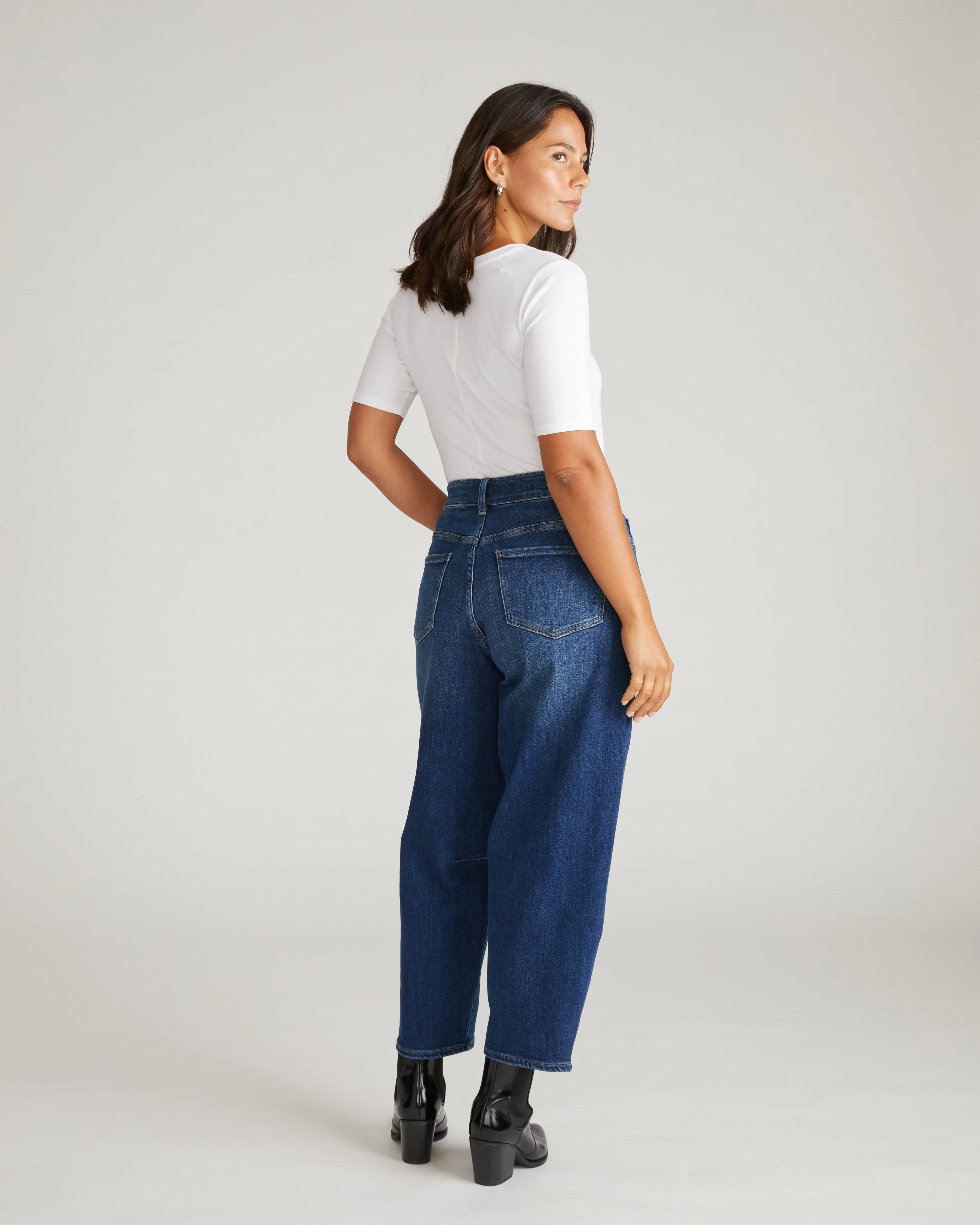 Dakota Cropped Barrel Leg Jeans - Naval Blue Wash - Image 5