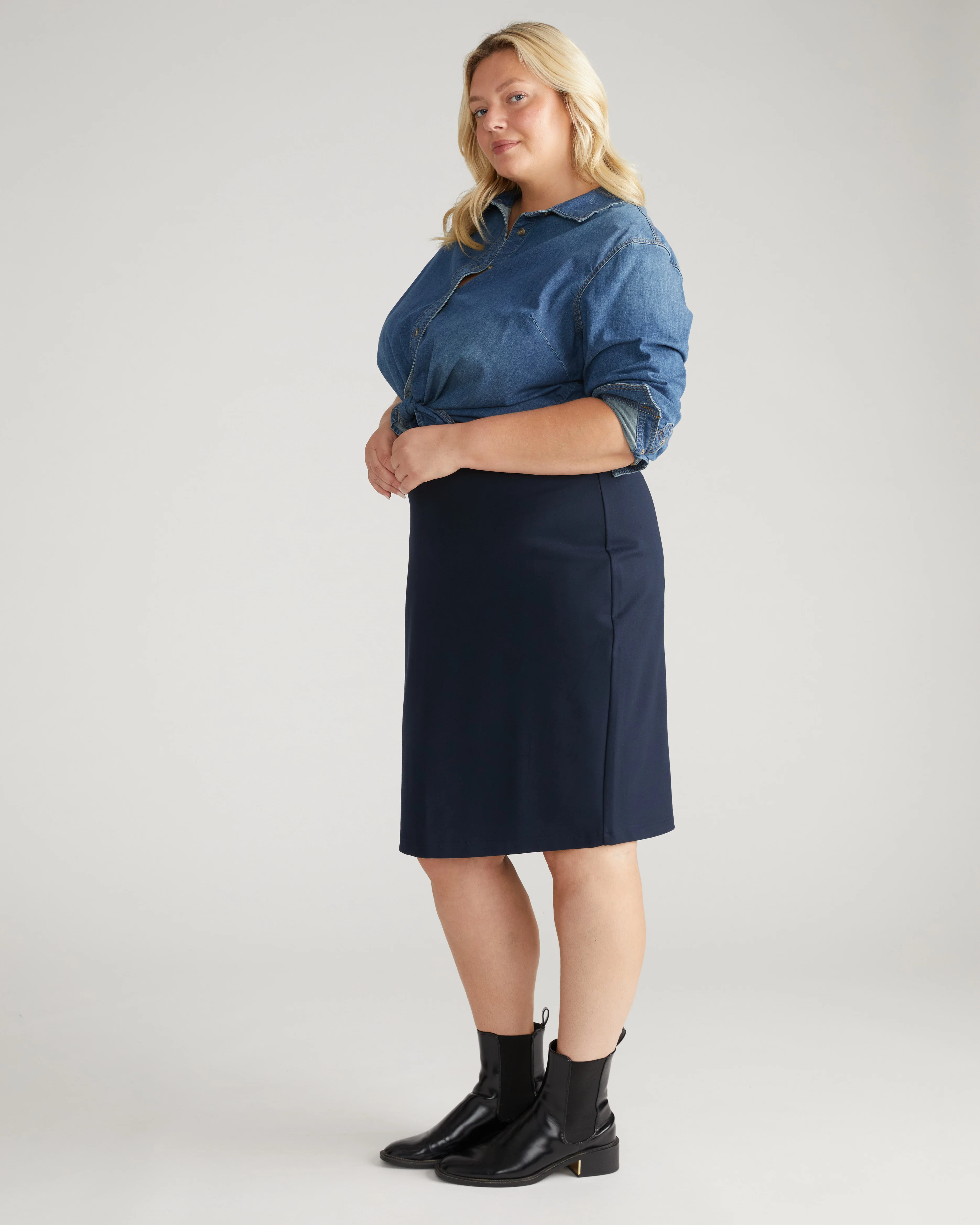 Danube Ponte Skirt - Navy - Image 2