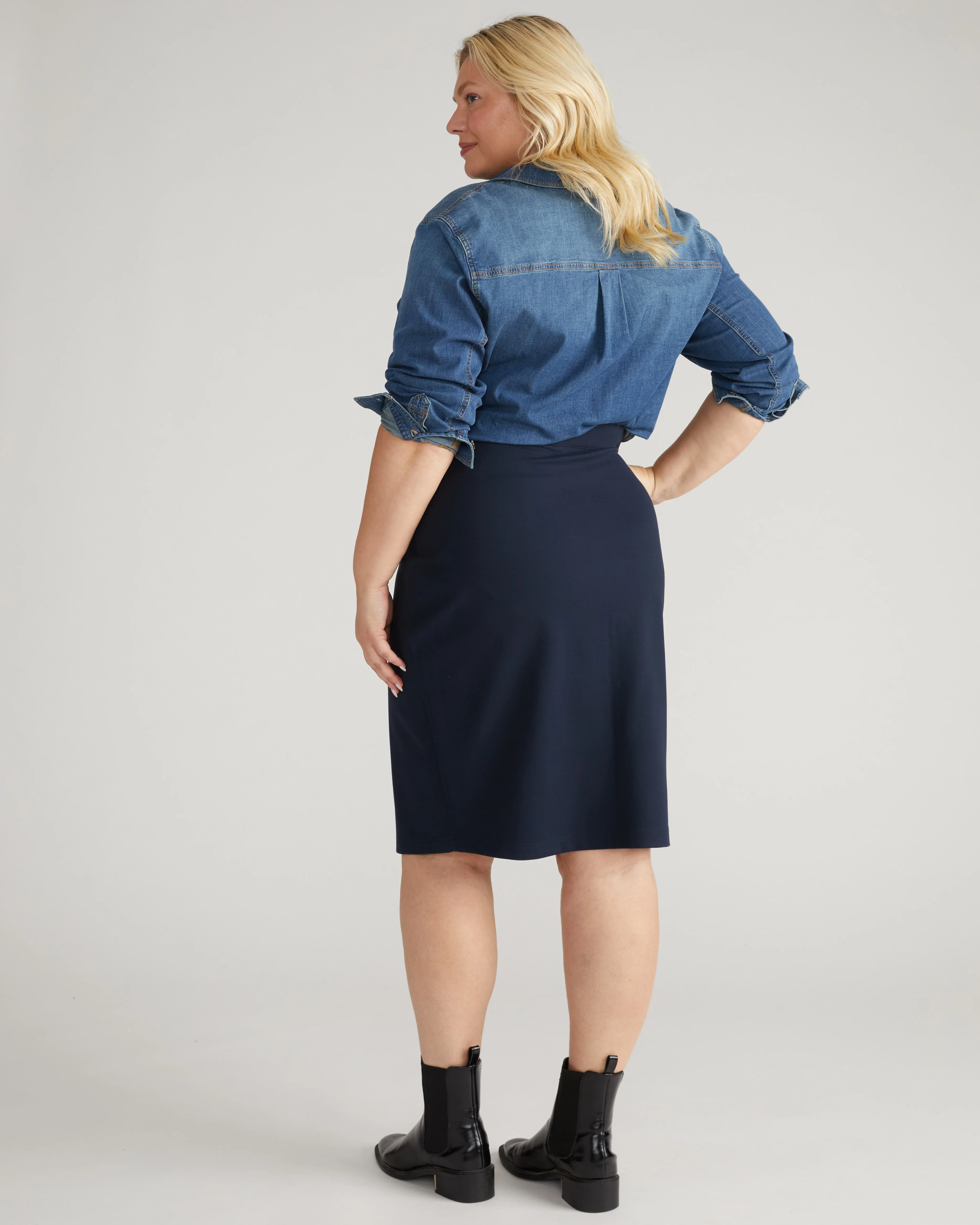 Danube Ponte Skirt - Navy - Image 3