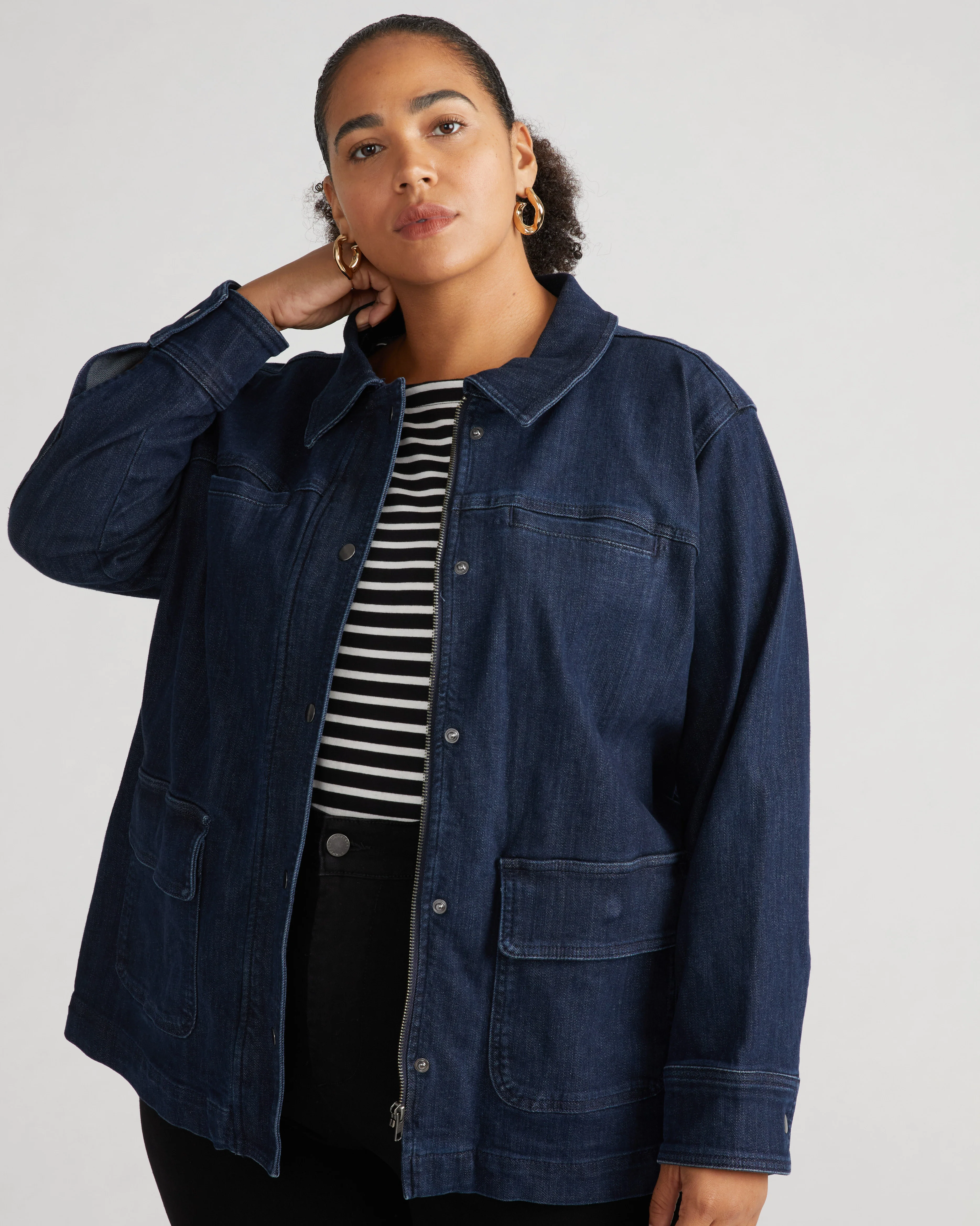 Denim Utility Jacket - Dark Indigo - Image 2