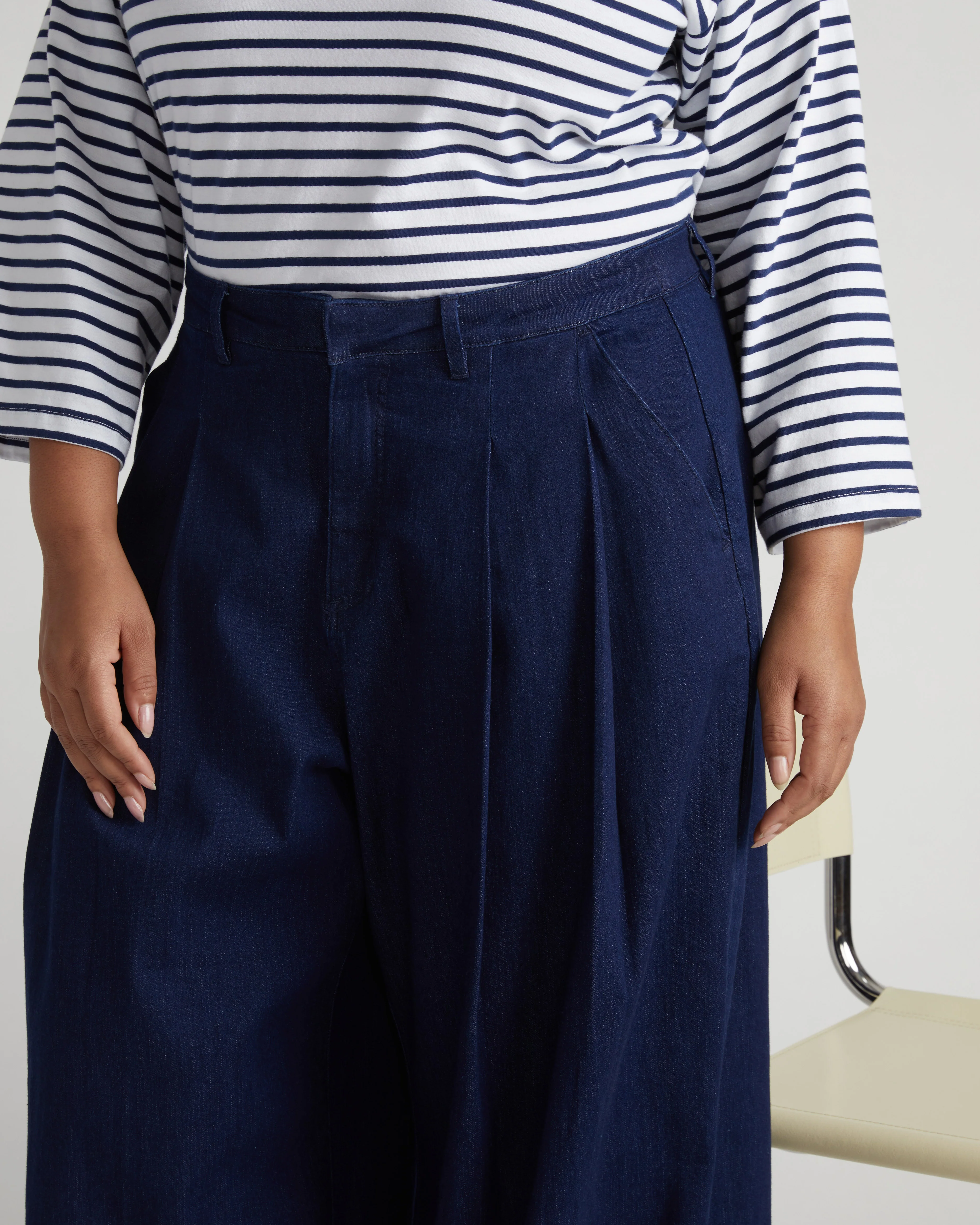 Denim Wide Leg Pant - Dark Indigo - Image 6