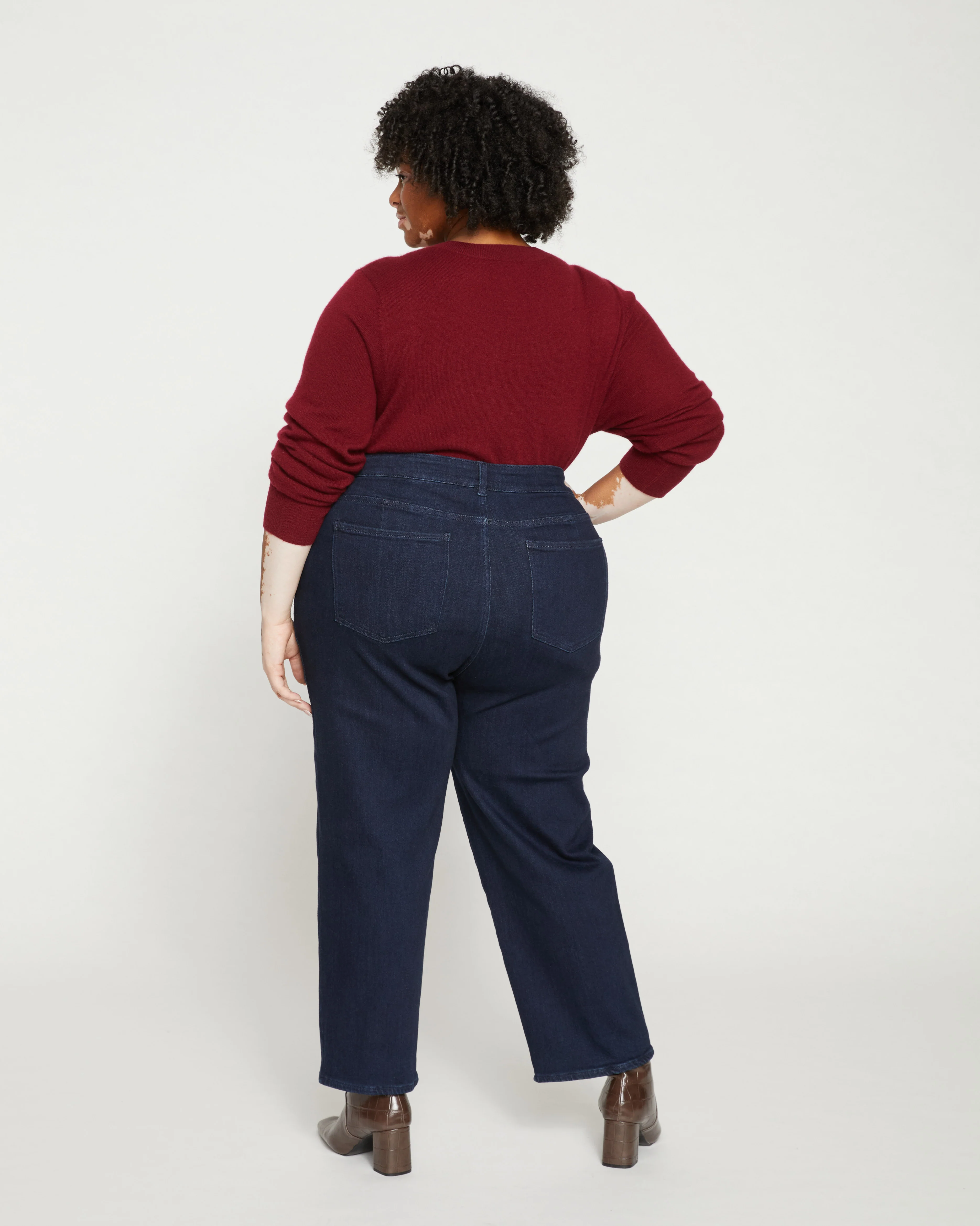 Donna High Rise Curve Straight Leg Jeans 27 Inch - Dark Indigo - Image 3