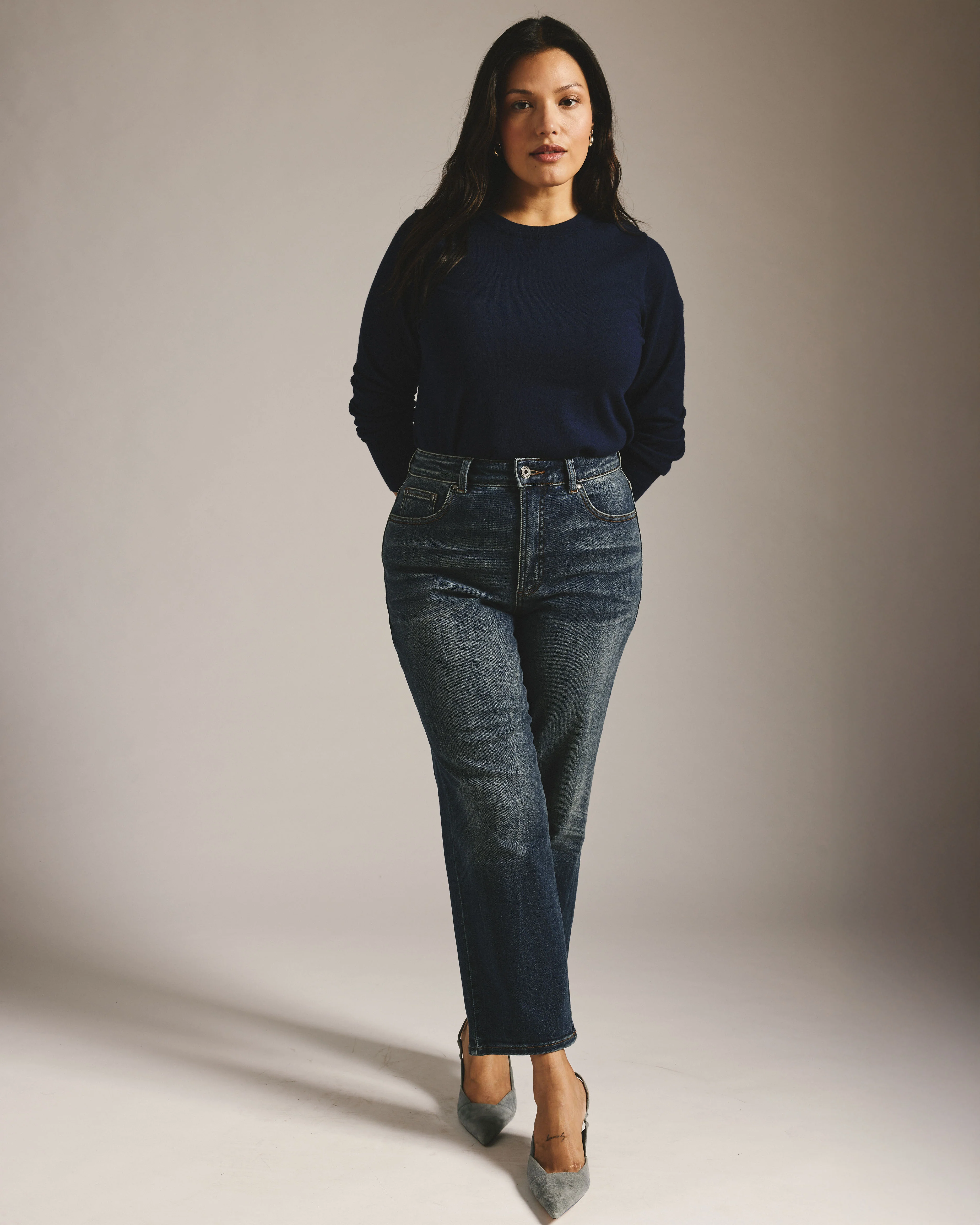 Donna High Rise Curve Straight Leg Jeans 27 Inch - Field of Dreams Indigo - Image 3