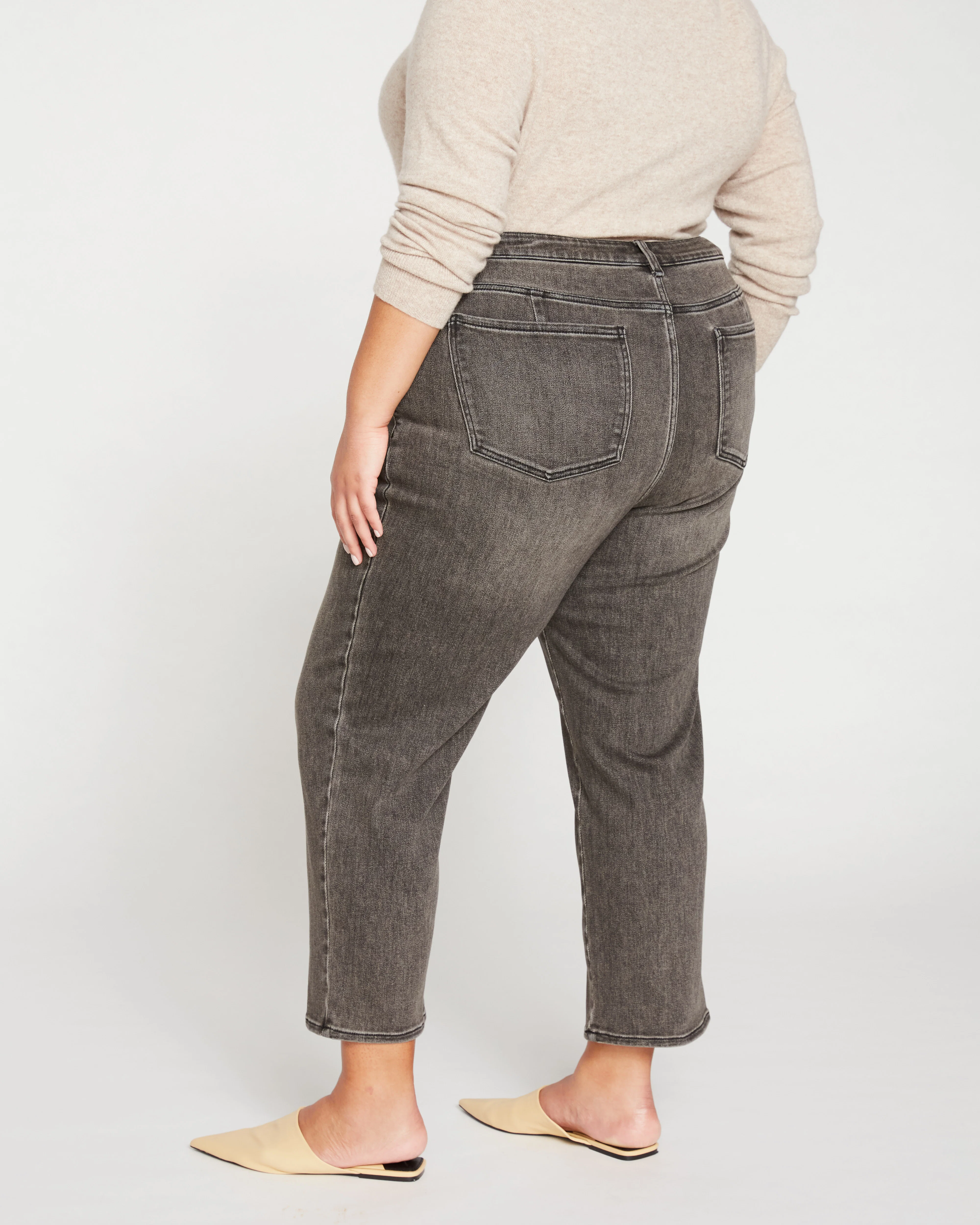 Donna High Rise Curve Straight Leg Jeans 27 Inch - Stonewash Black - Image 3
