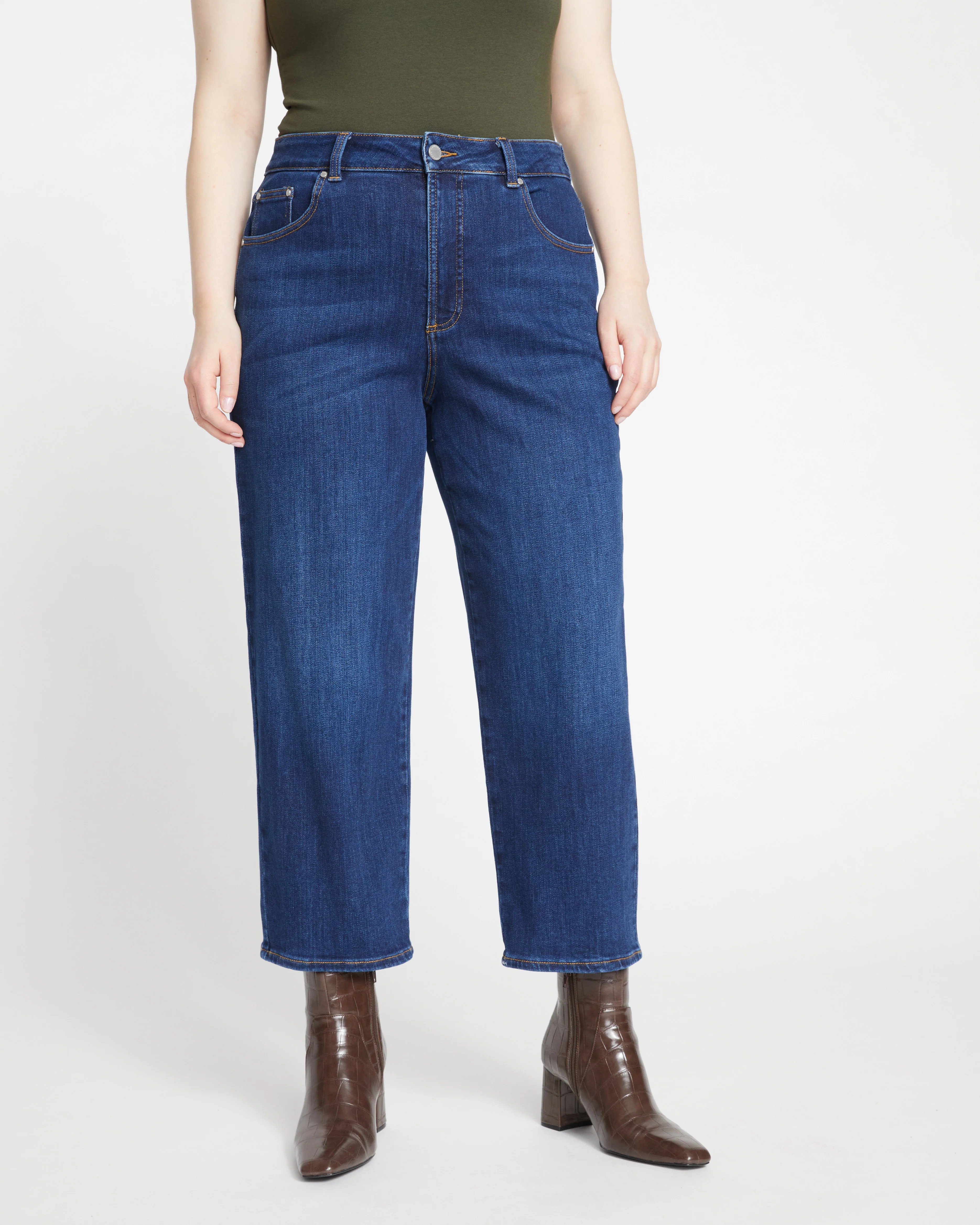 Donna High Rise Curve Straight Leg Jeans 27 Inch - Stonewash Indigo - Image 2
