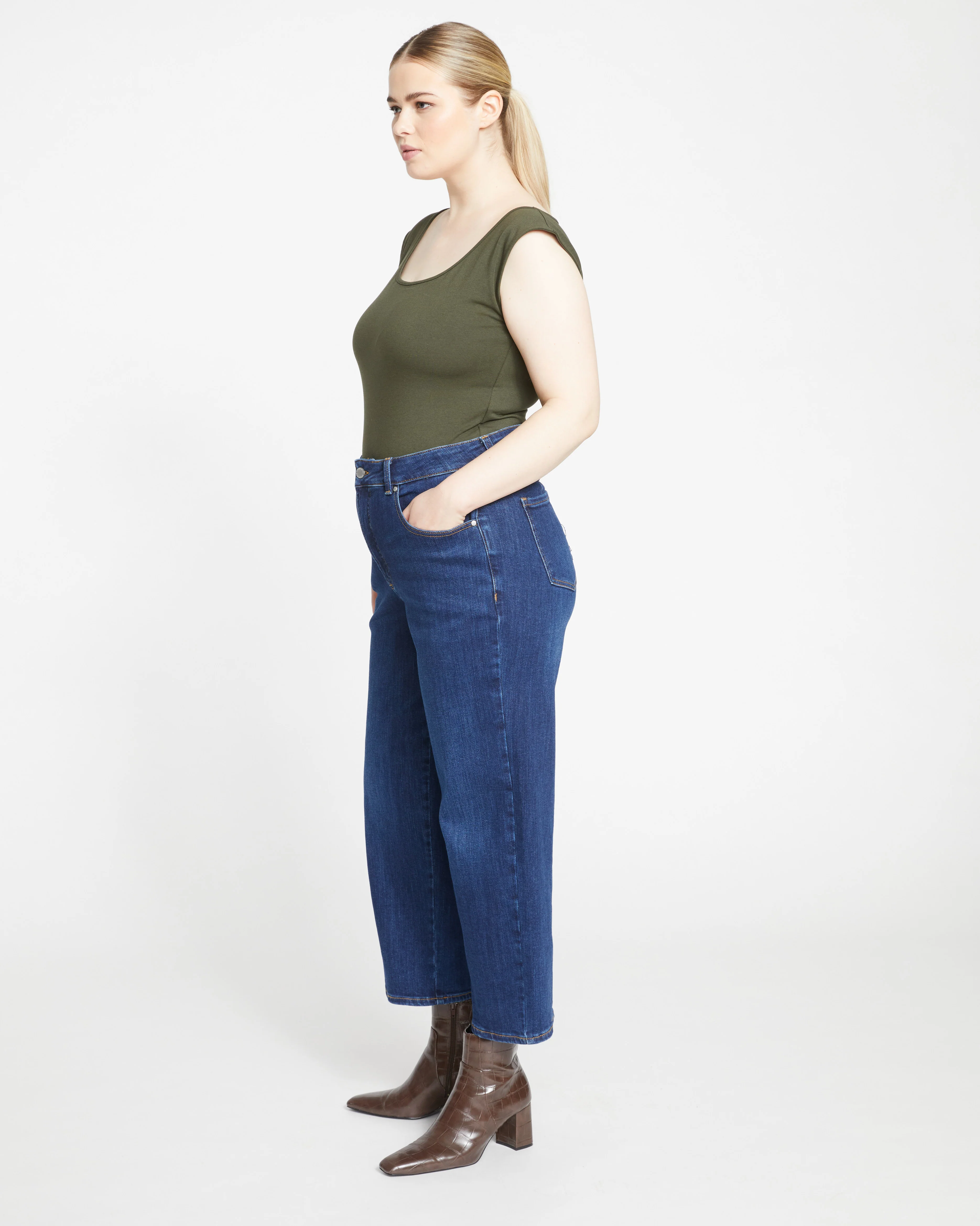 Donna High Rise Curve Straight Leg Jeans 27 Inch - Stonewash Indigo - Image 3