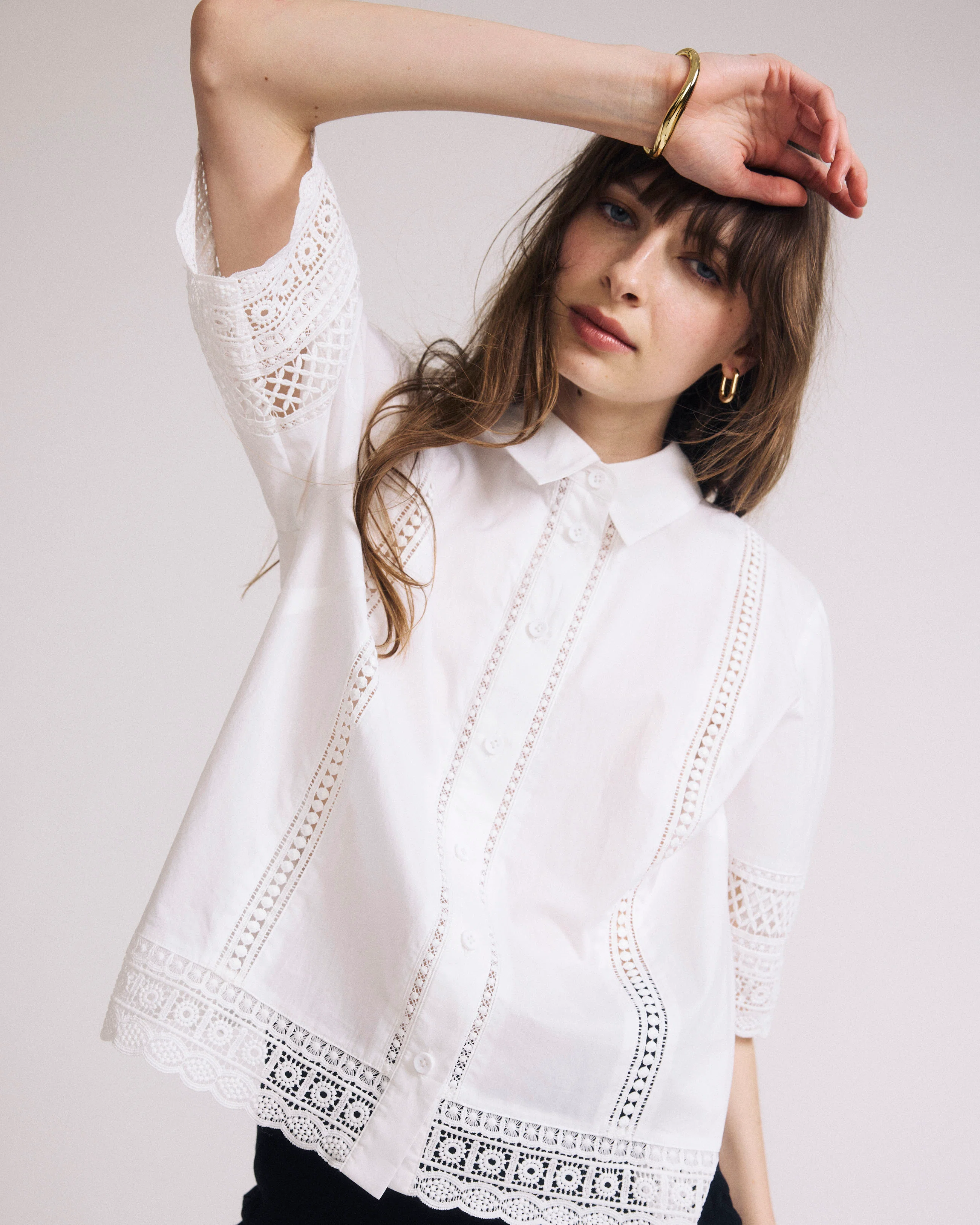 Dora Cotton Poplin Blouse - White - Image 5