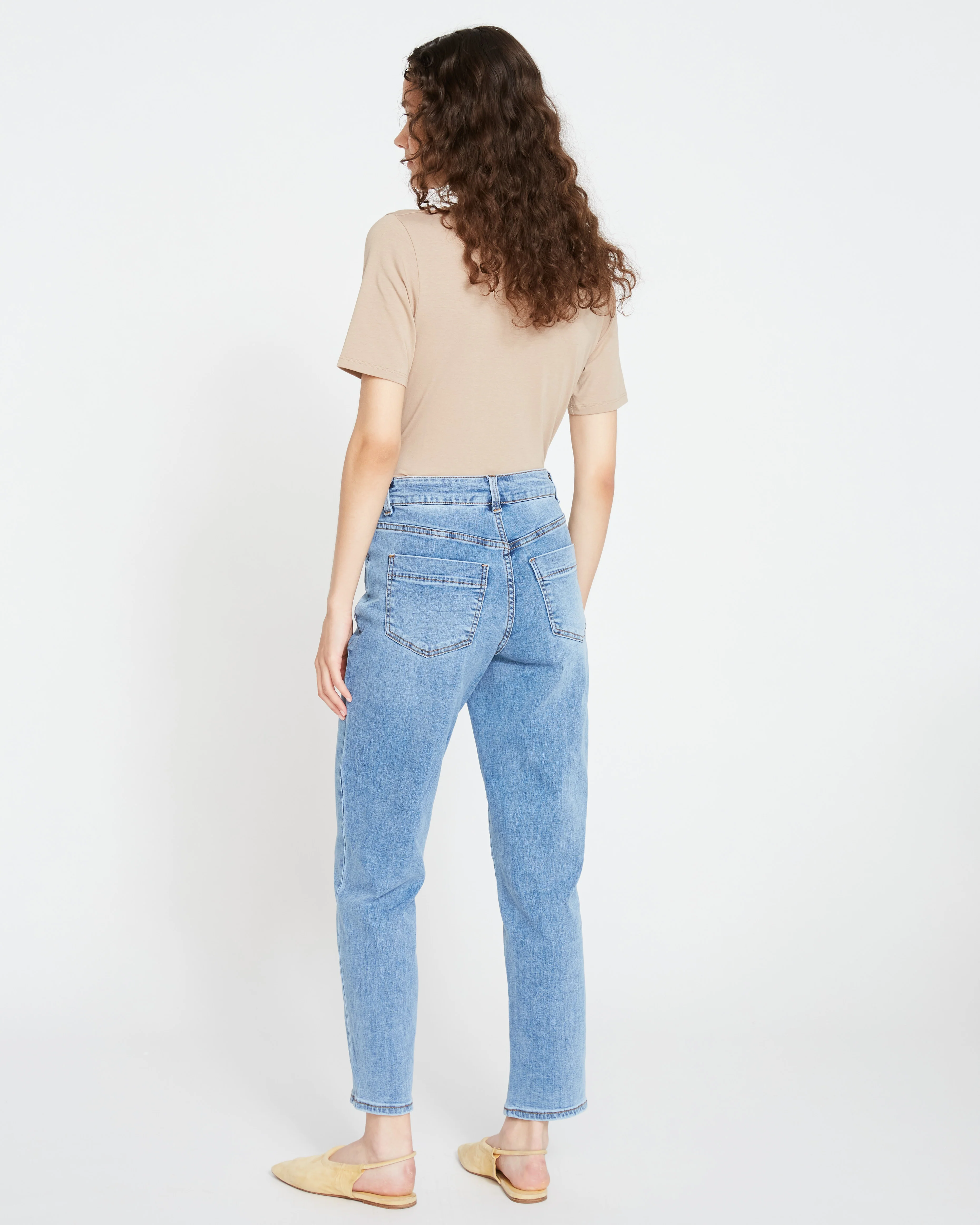 Dylan High Rise Tapered Jeans 29 Inch - Classic Washed Blue - Image 4