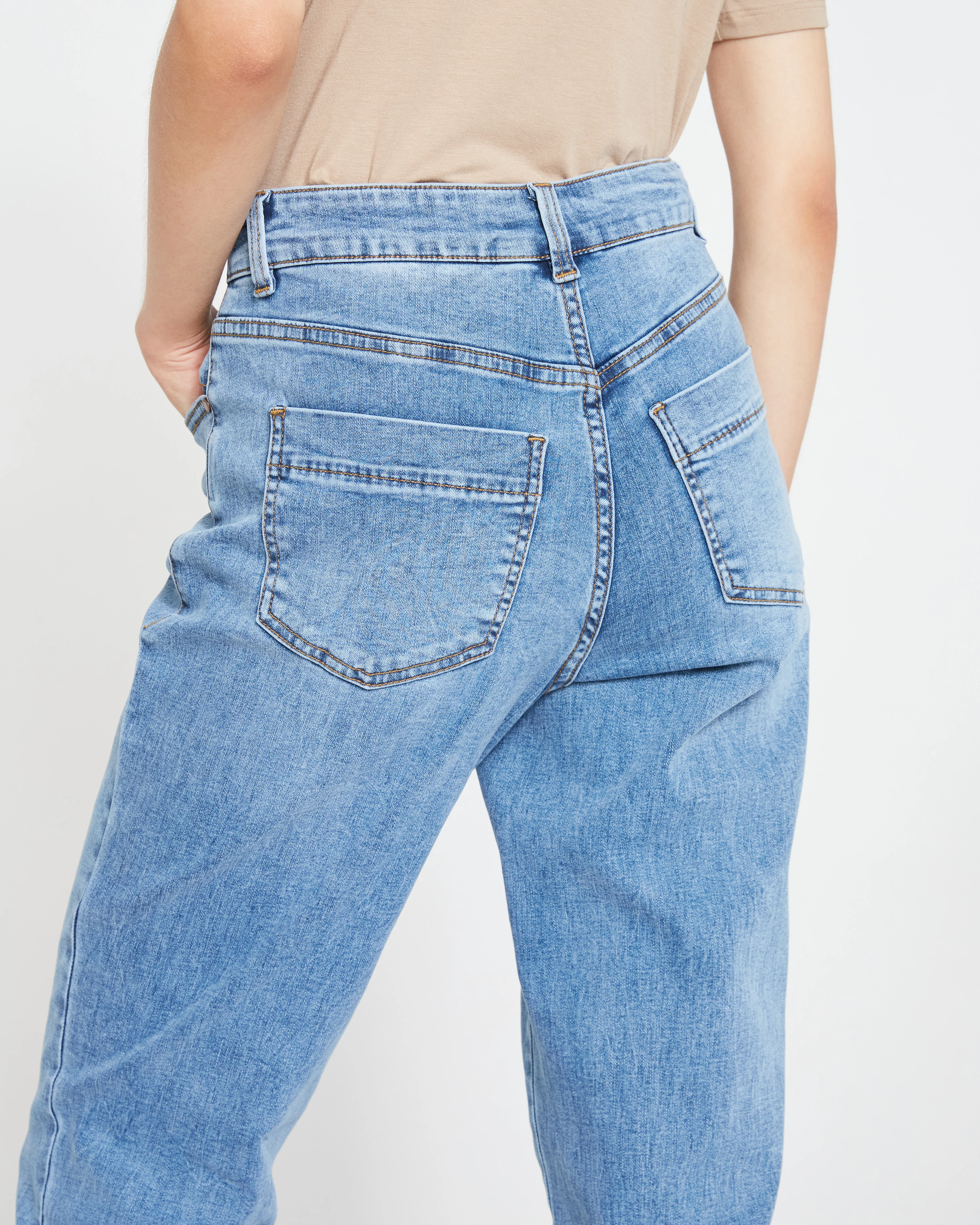 Dylan High Rise Tapered Jeans 29 Inch - Classic Washed Blue - Image 5