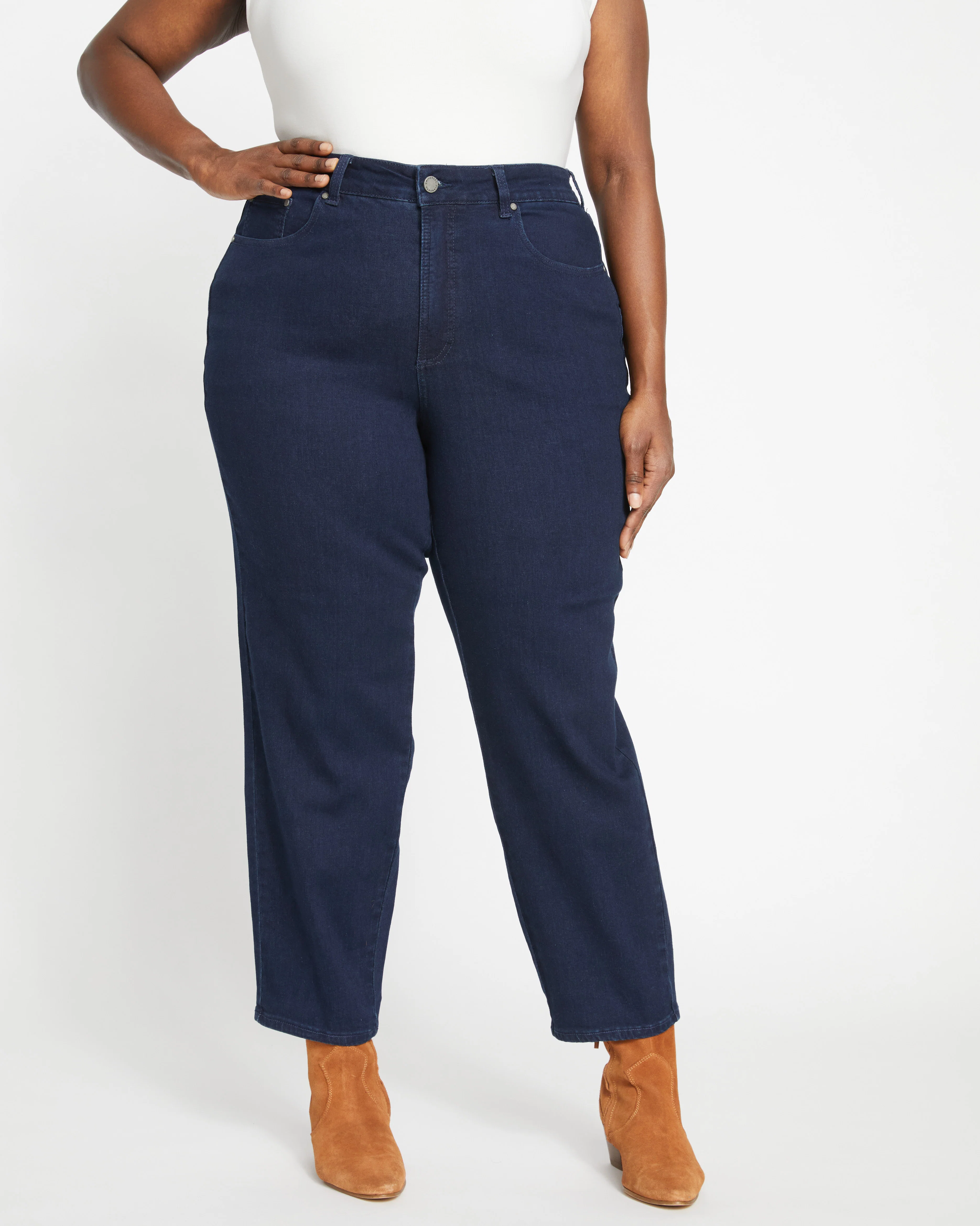 Dylan High Rise Tapered Jeans 29 Inch - Dark Indigo - Image 2