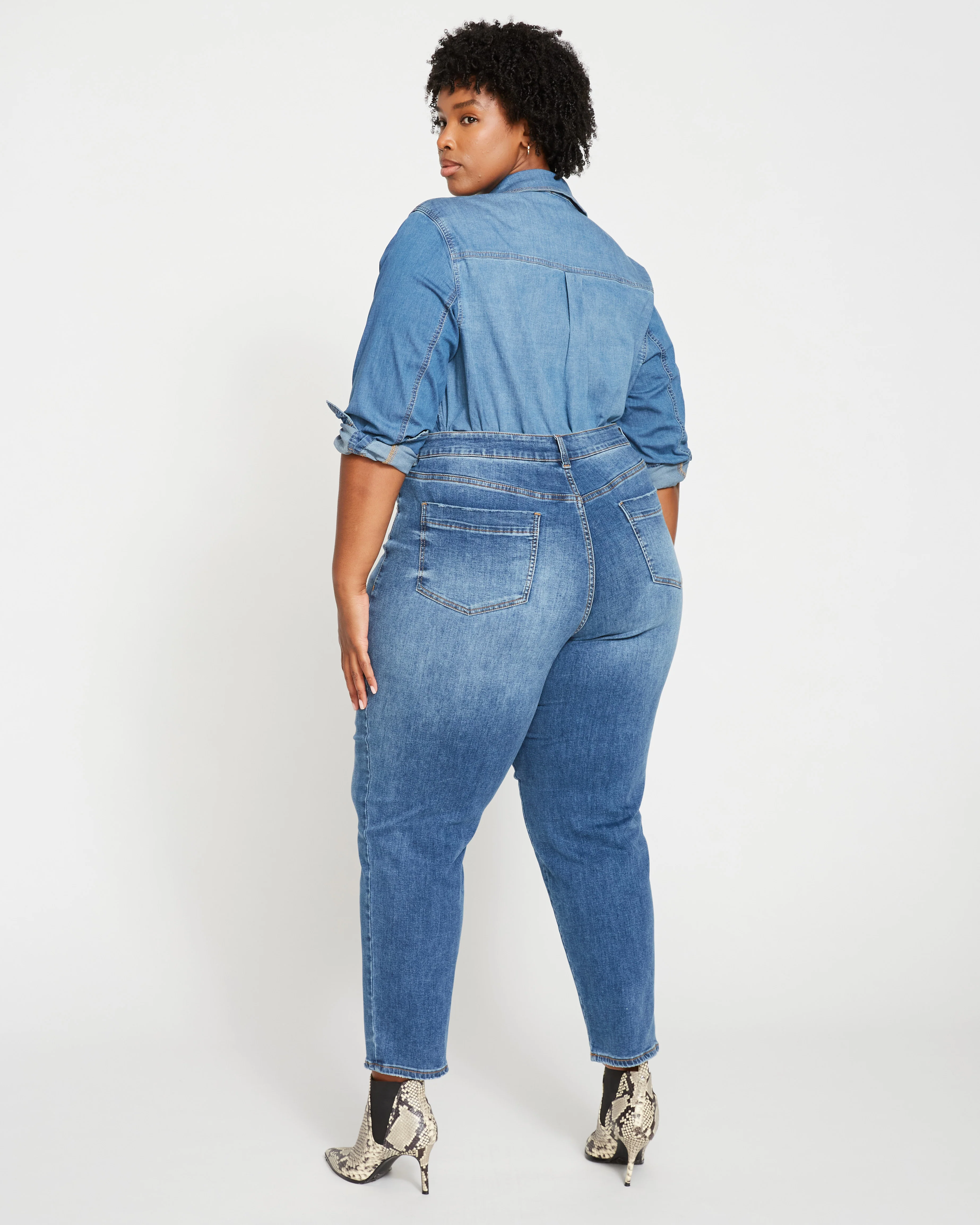 Dylan High Rise Tapered Jeans 29 Inch - Washed Tide - Image 4