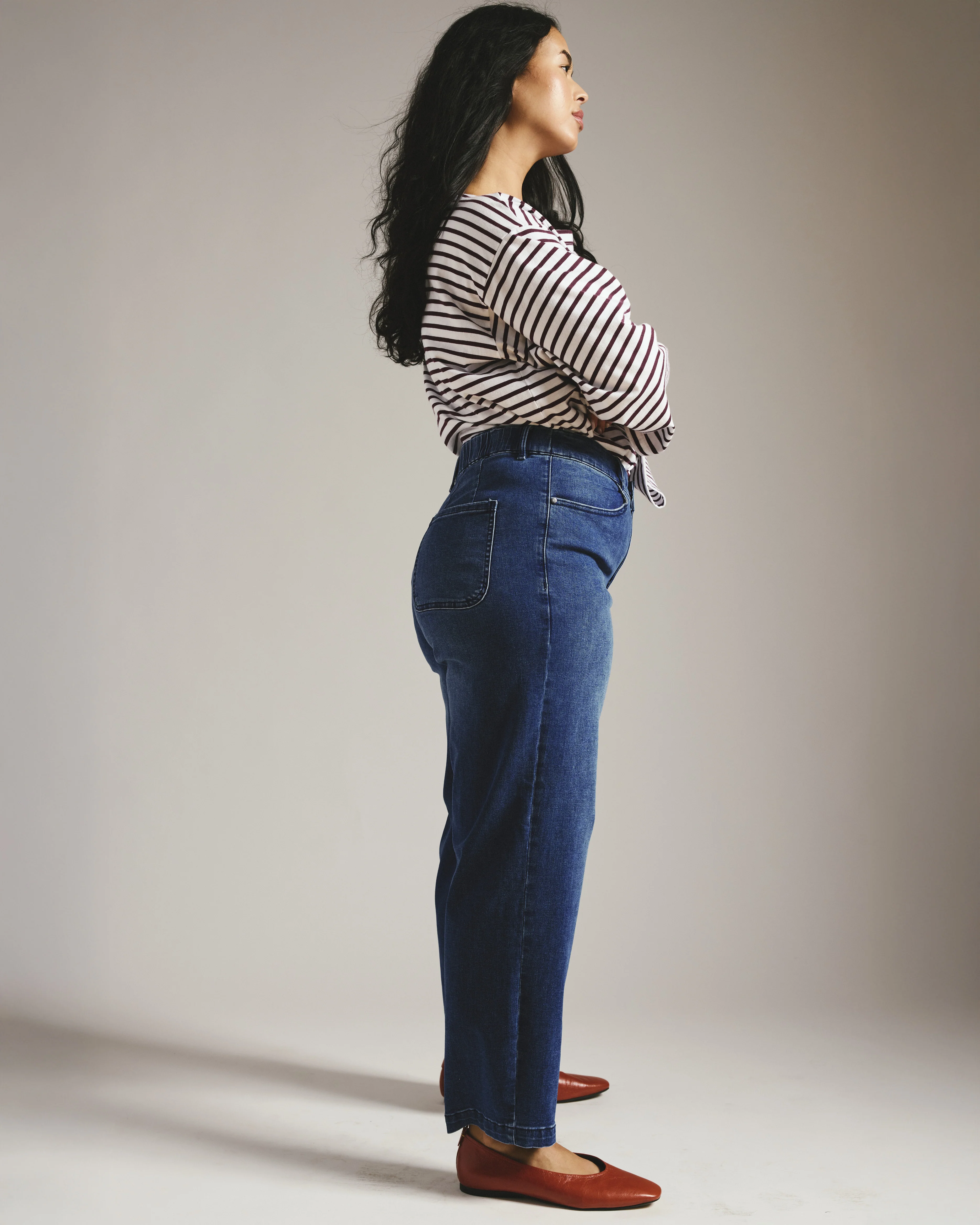 Elastic Waist Weekend Jeans - True Blue - Image 3