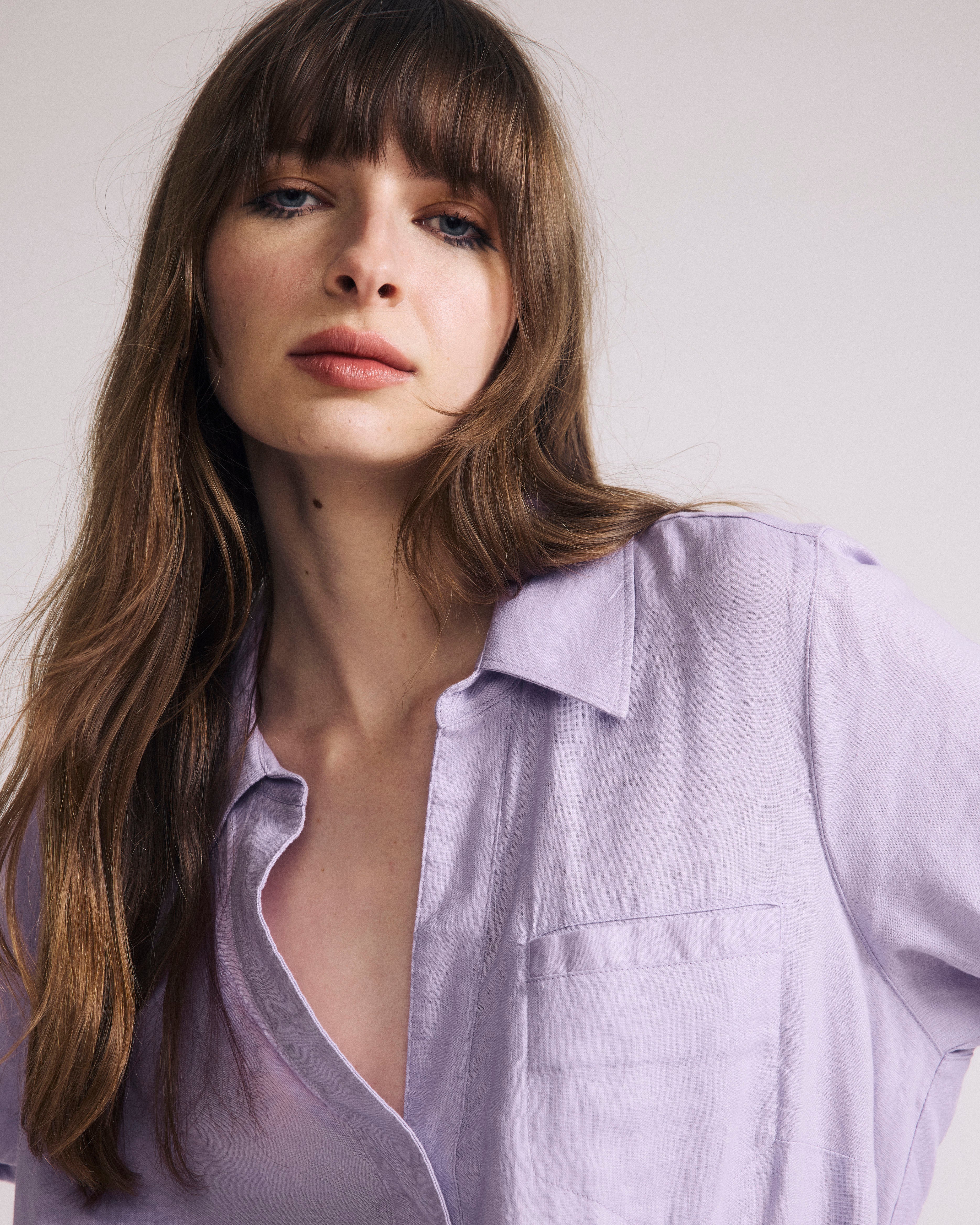 Elbe Popover Stretch Linen Shirt - Orchid - Image 2