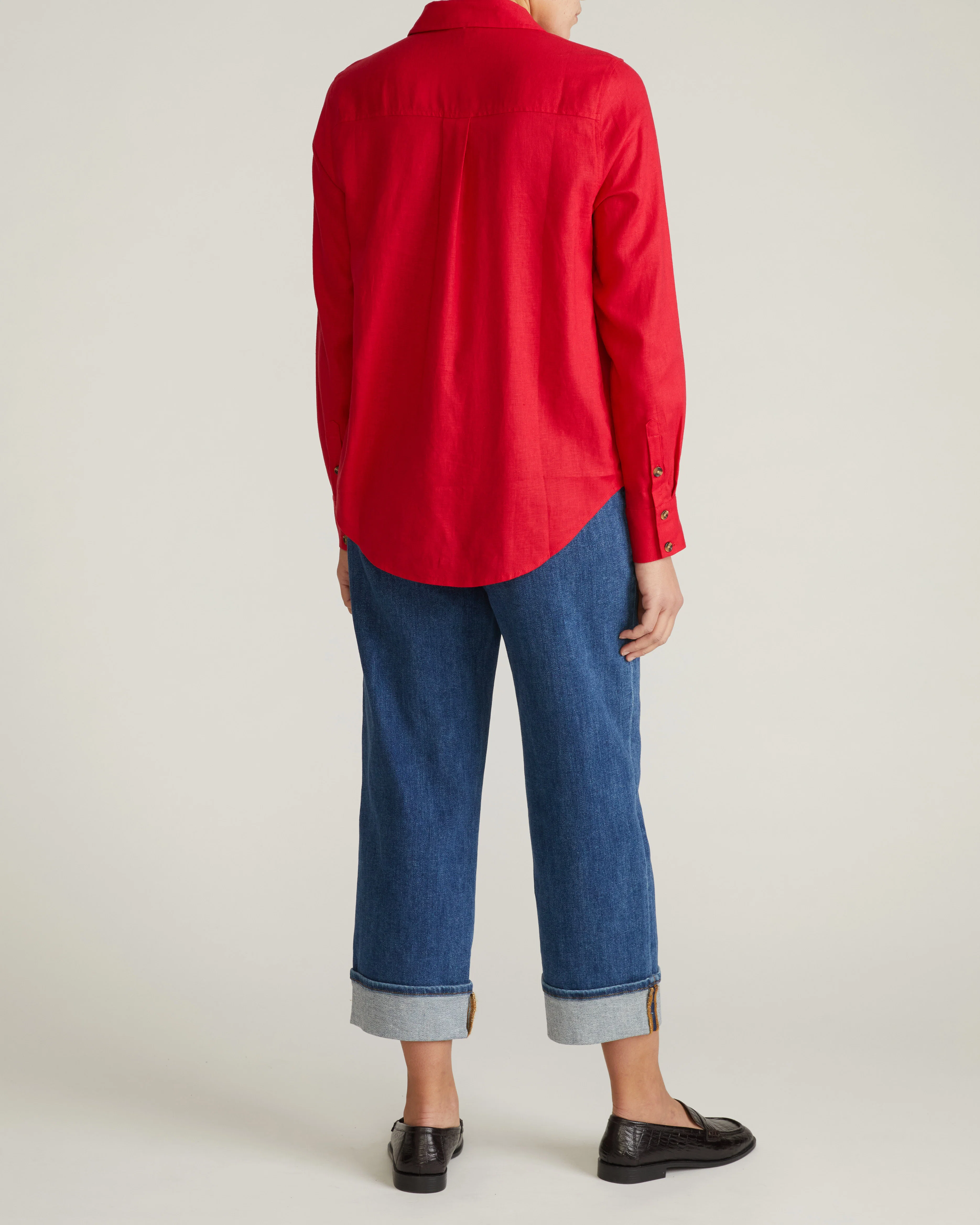 Elbe Stretch Linen Shirt - Brilliant Red - Image 7