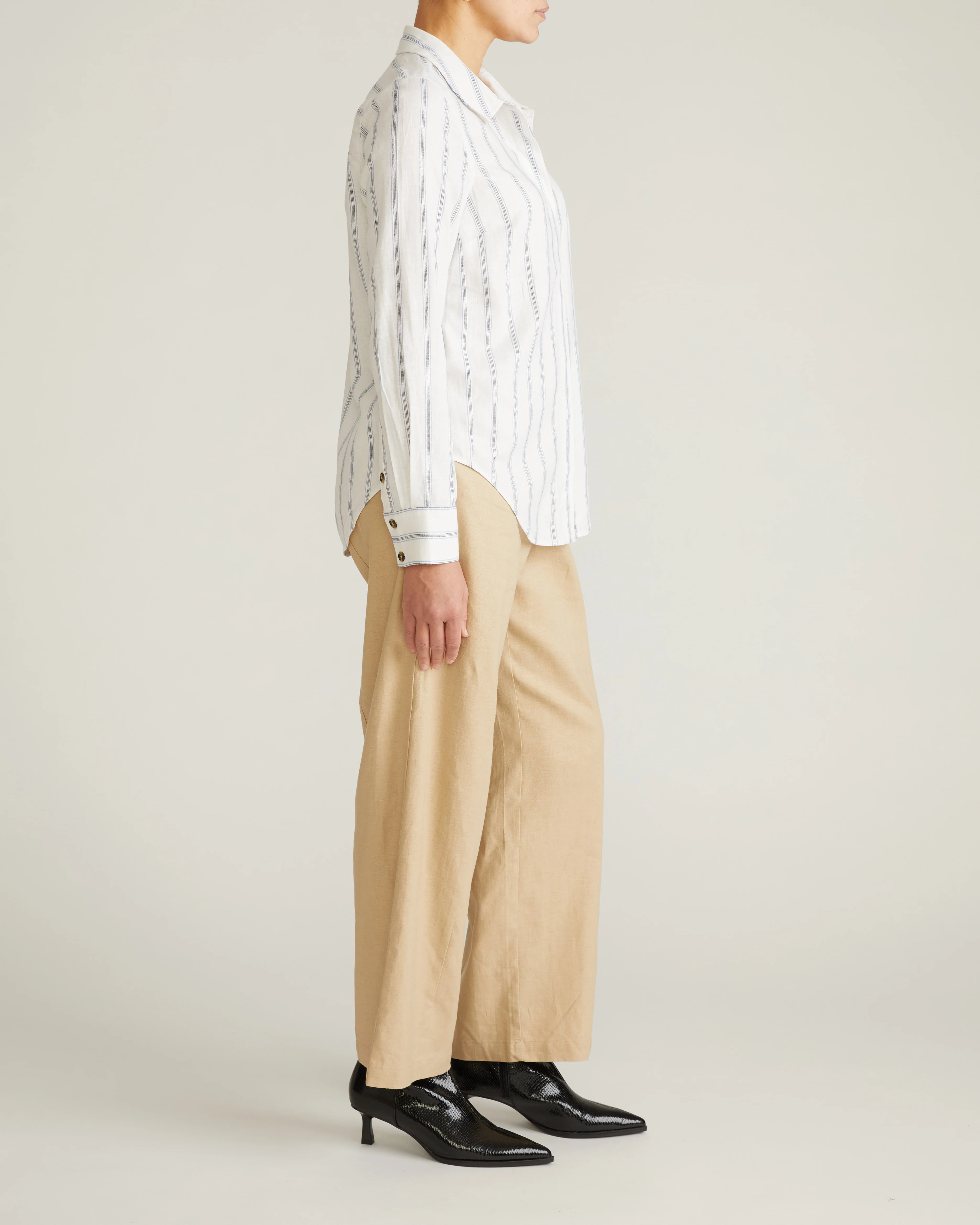 Elbe Stretch Linen Shirt - Mayfair Stripe - Image 4