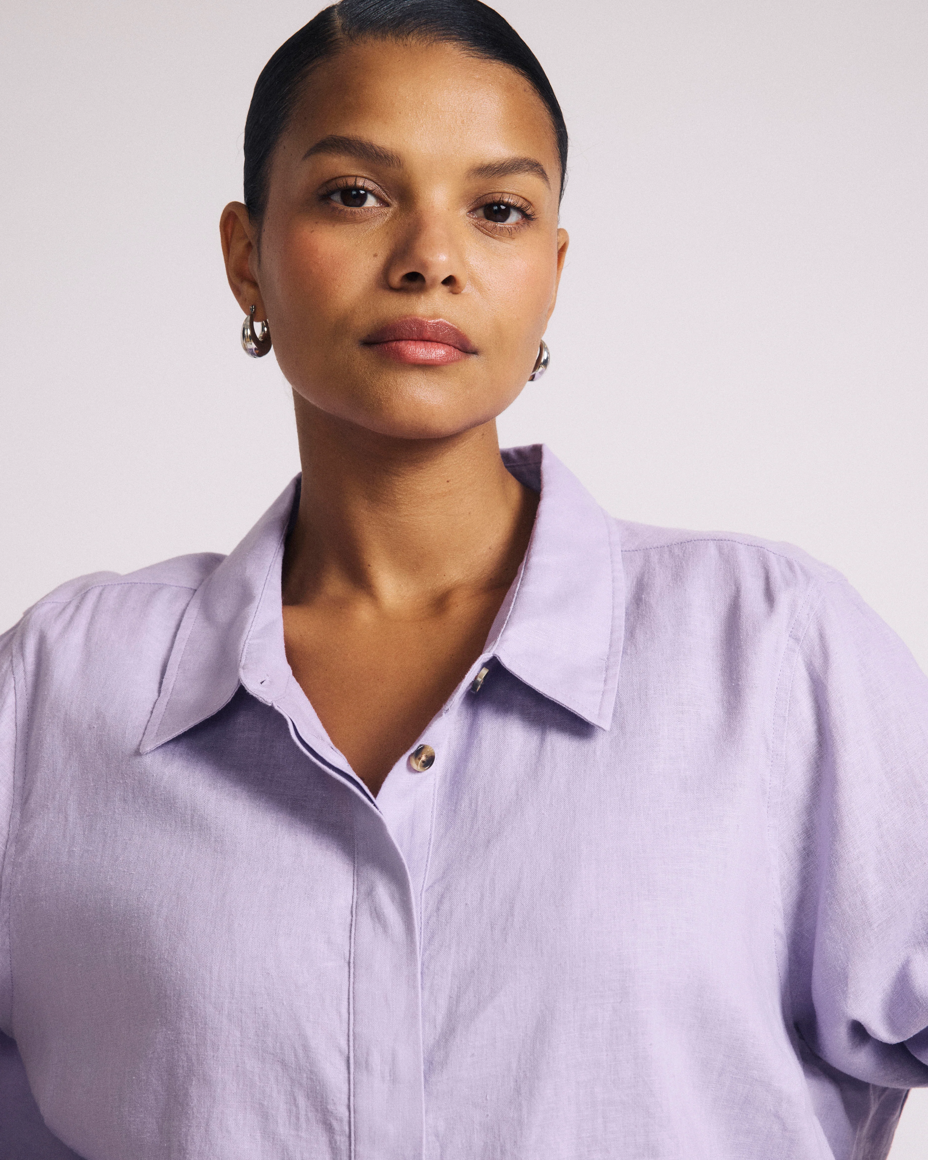 Elbe Stretch Linen Shirt - Orchid - Image 2