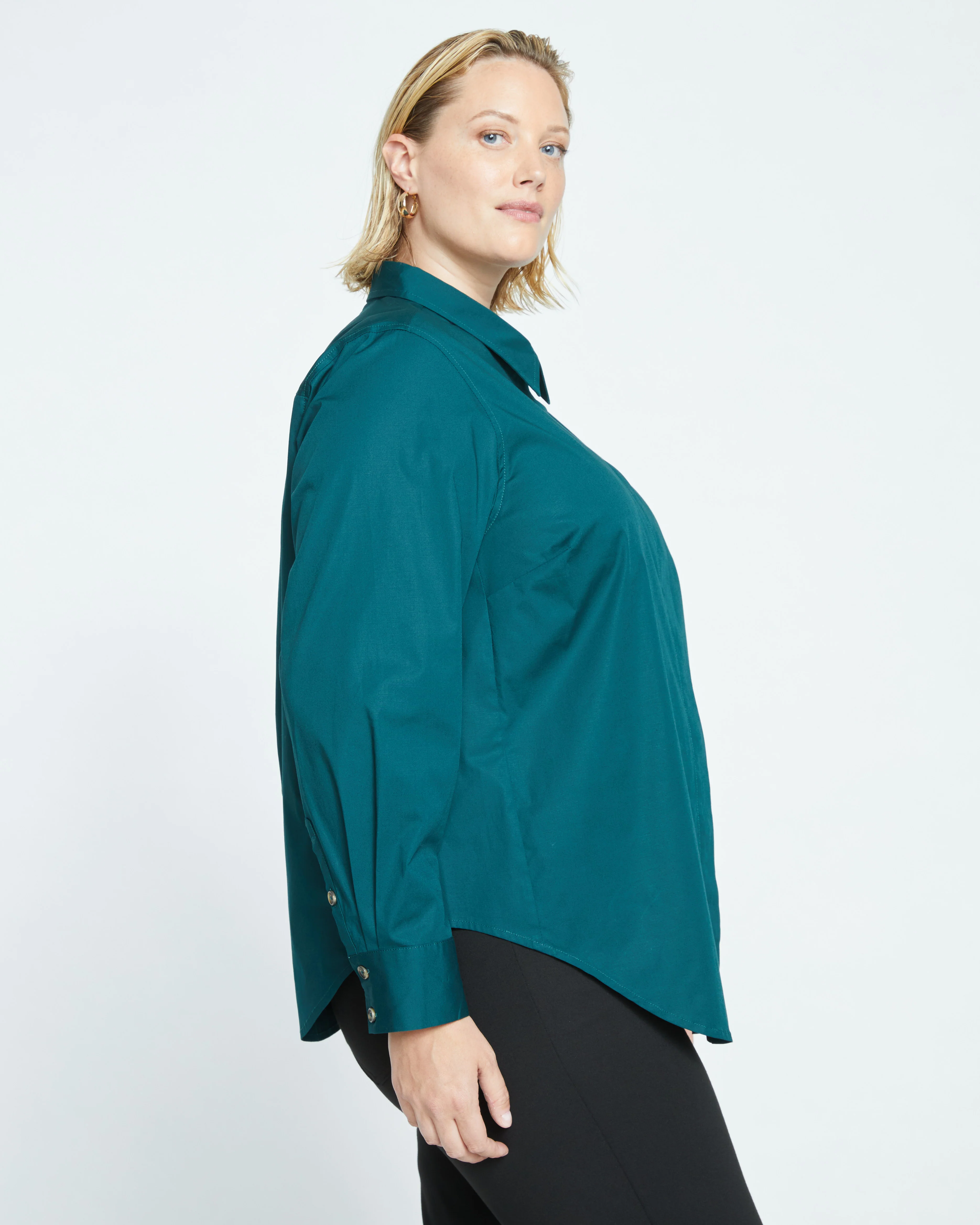 Elbe Stretch Poplin Shirt Classic Fit - Forest Green - Image 4