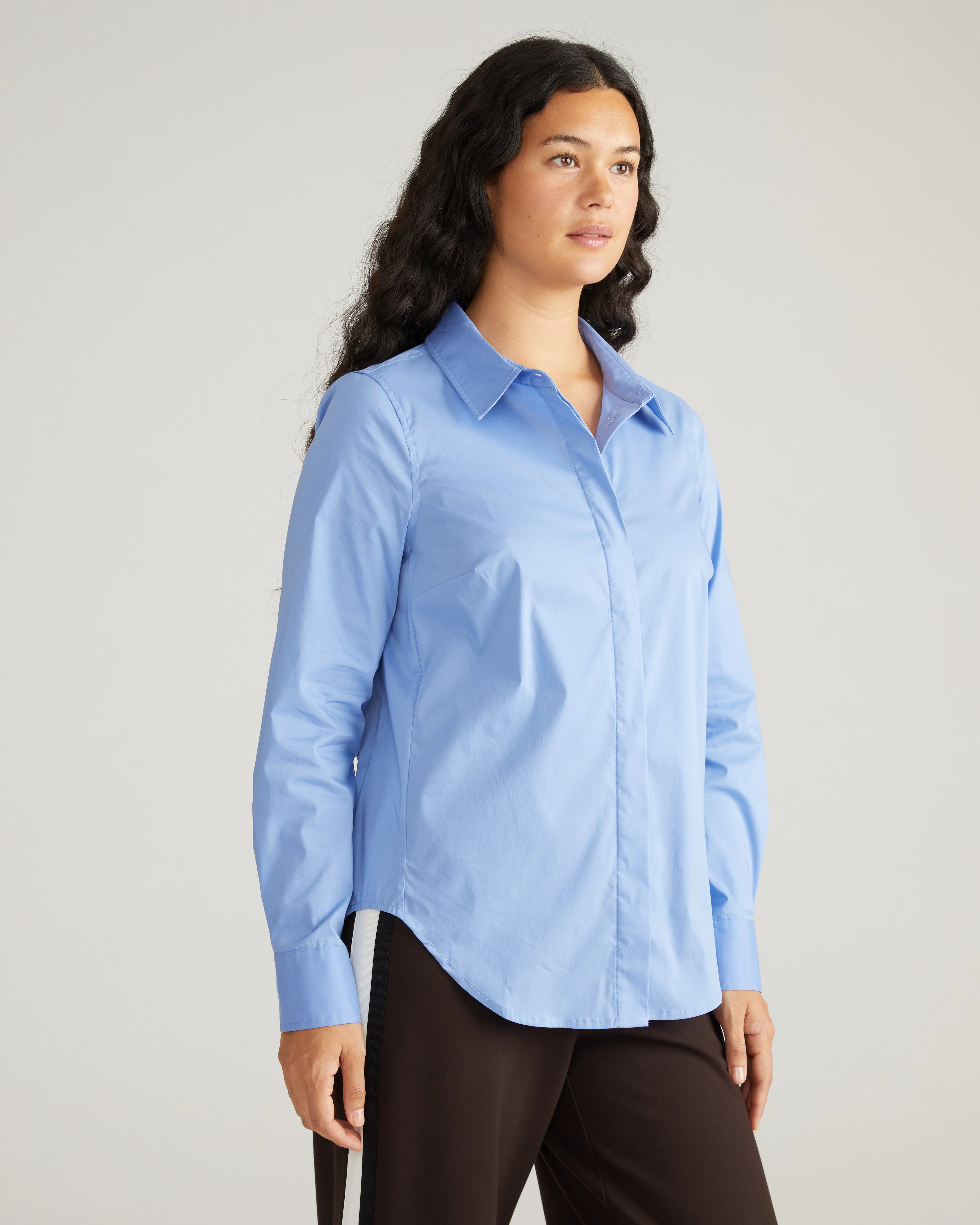 Elbe Stretch Poplin Shirt Classic Fit - Soft Blue - Image 2