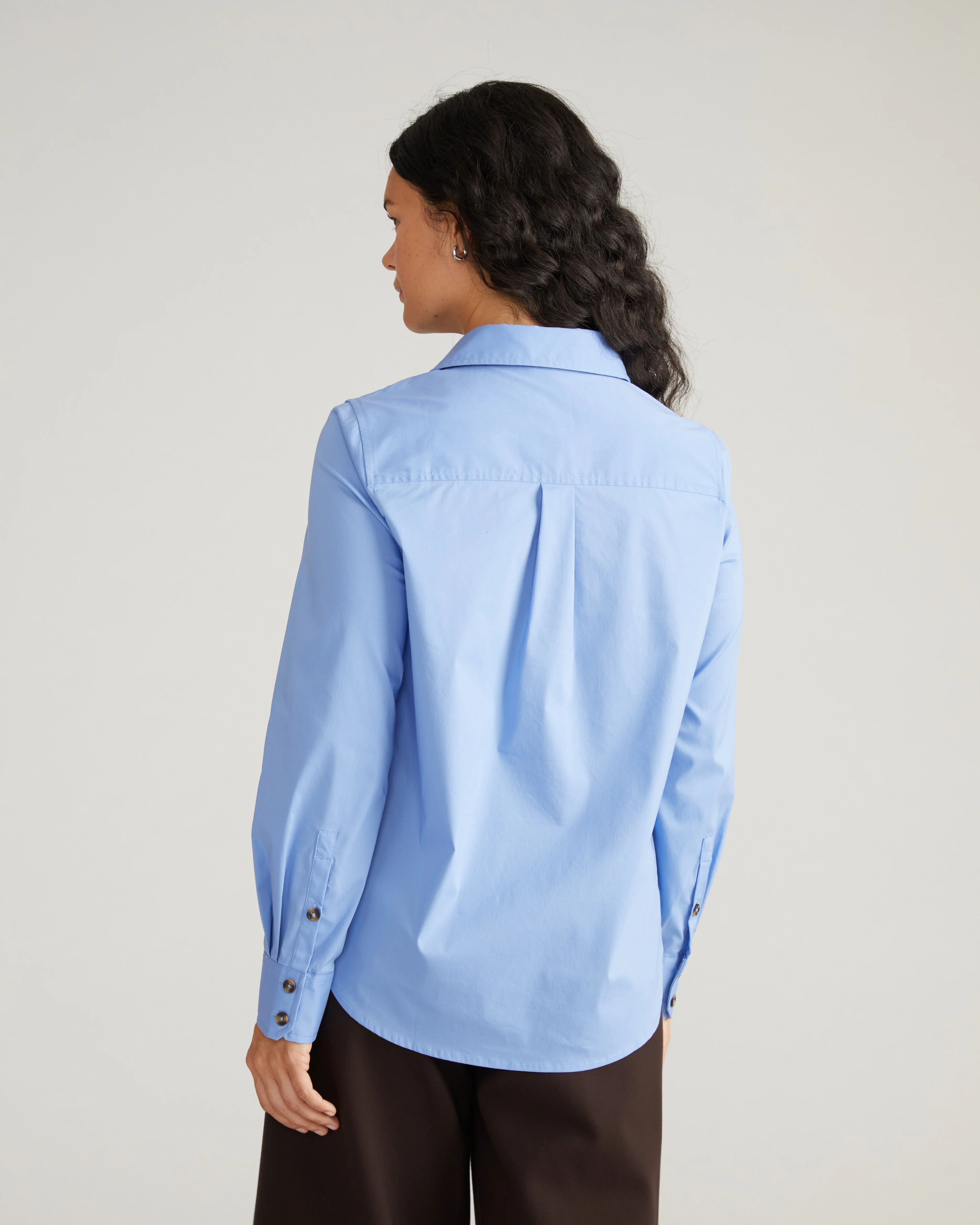 Elbe Stretch Poplin Shirt Classic Fit - Soft Blue - Image 3