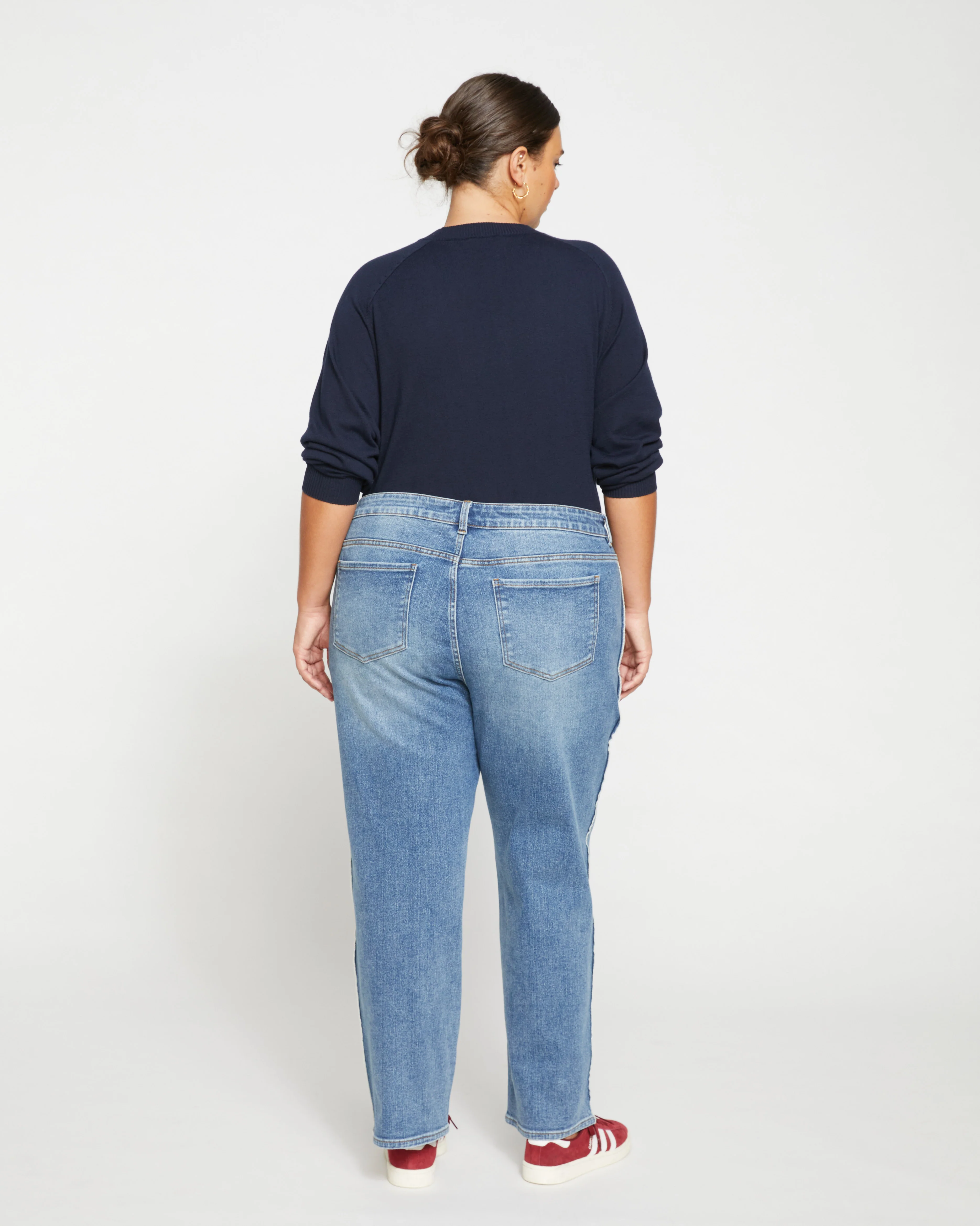 Elliot Mid Rise Tuxedo Stripe Jeans - Montana Blue - Image 5