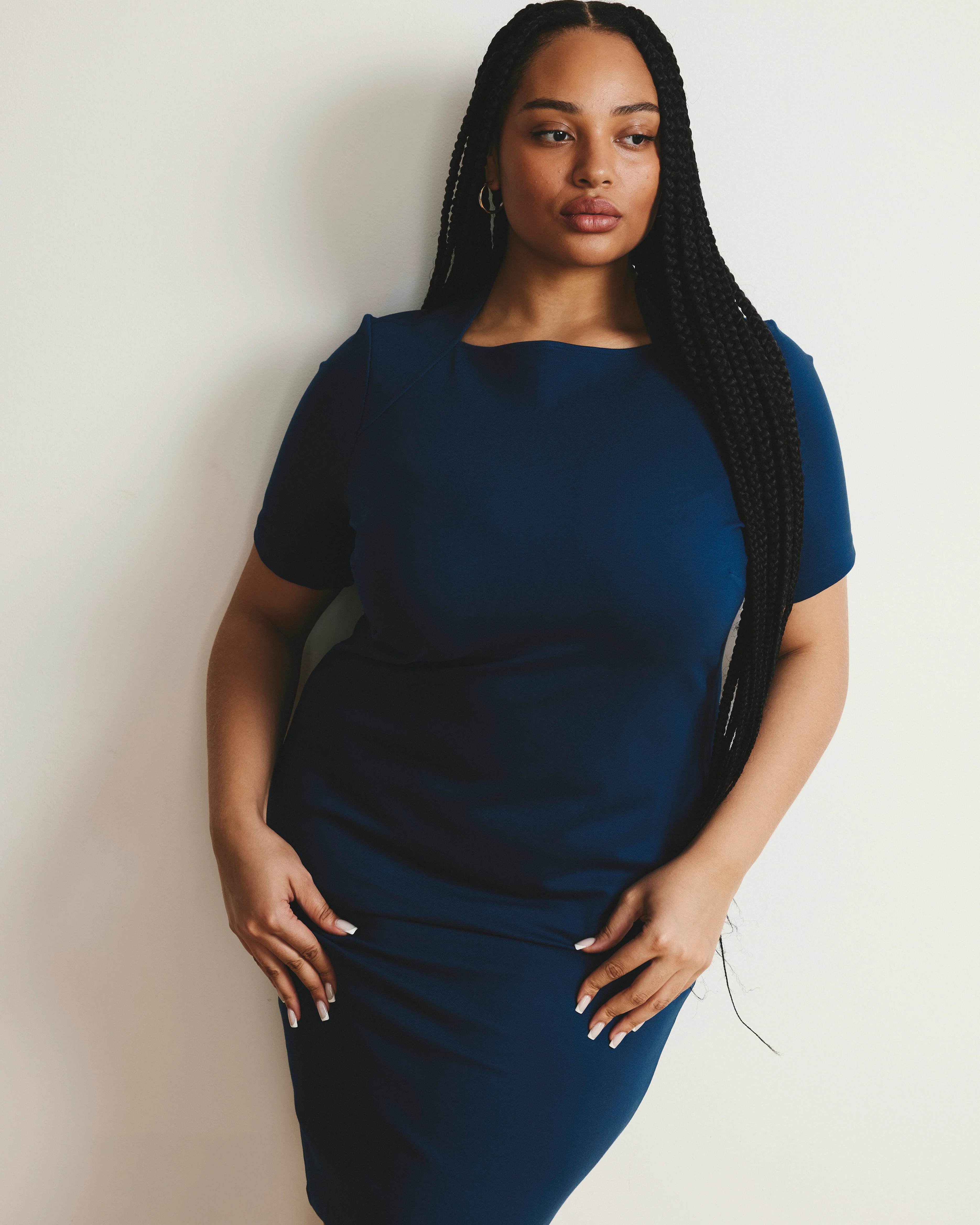 Envelope Neck Ponte Dress - Deep Teal - Image 2