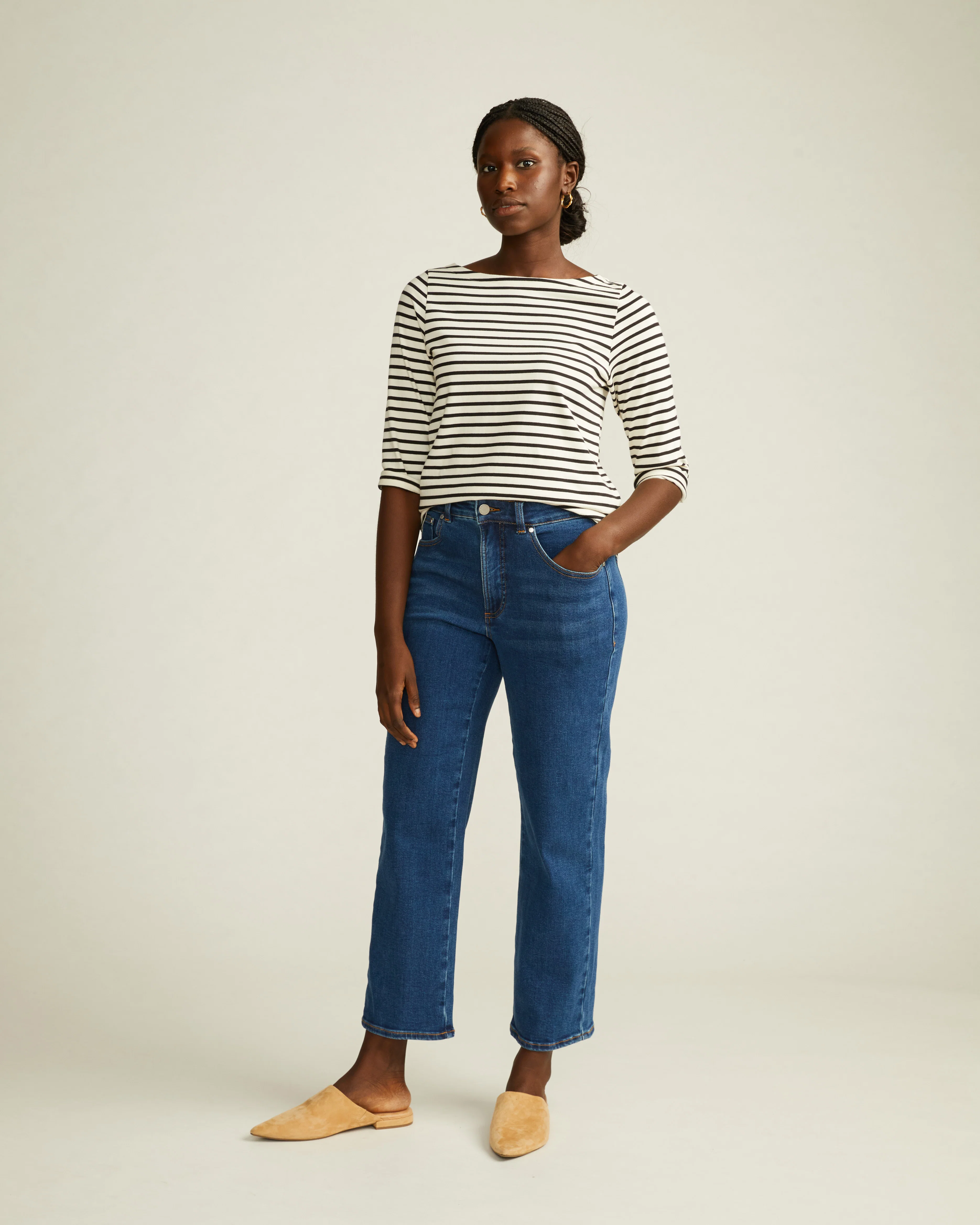 Etta High Rise Straight Leg Jeans 28 Inch - Aged Indigo - Image 2