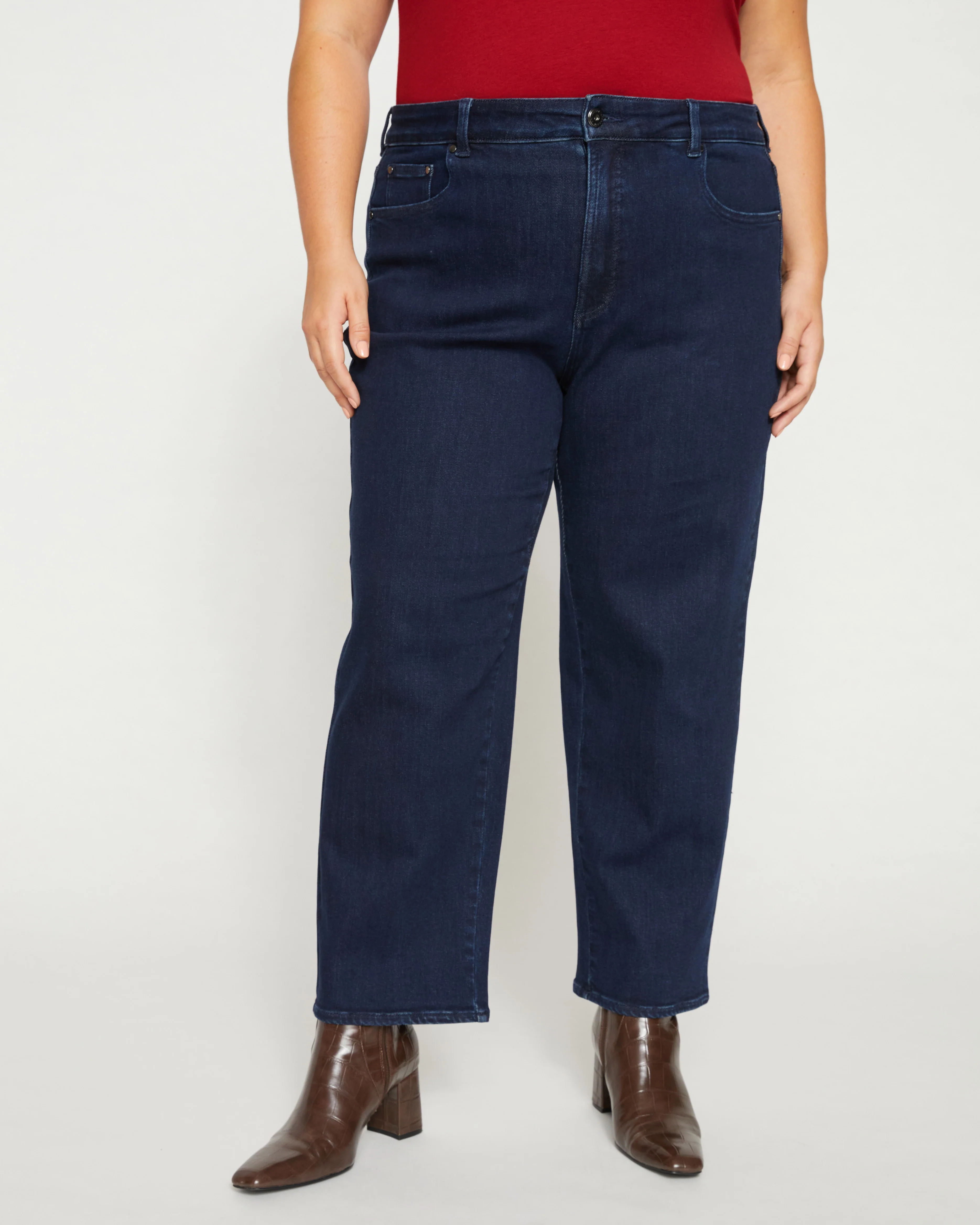 Etta High Rise Straight Leg Jeans 28 Inch - Dark Indigo - Image 2