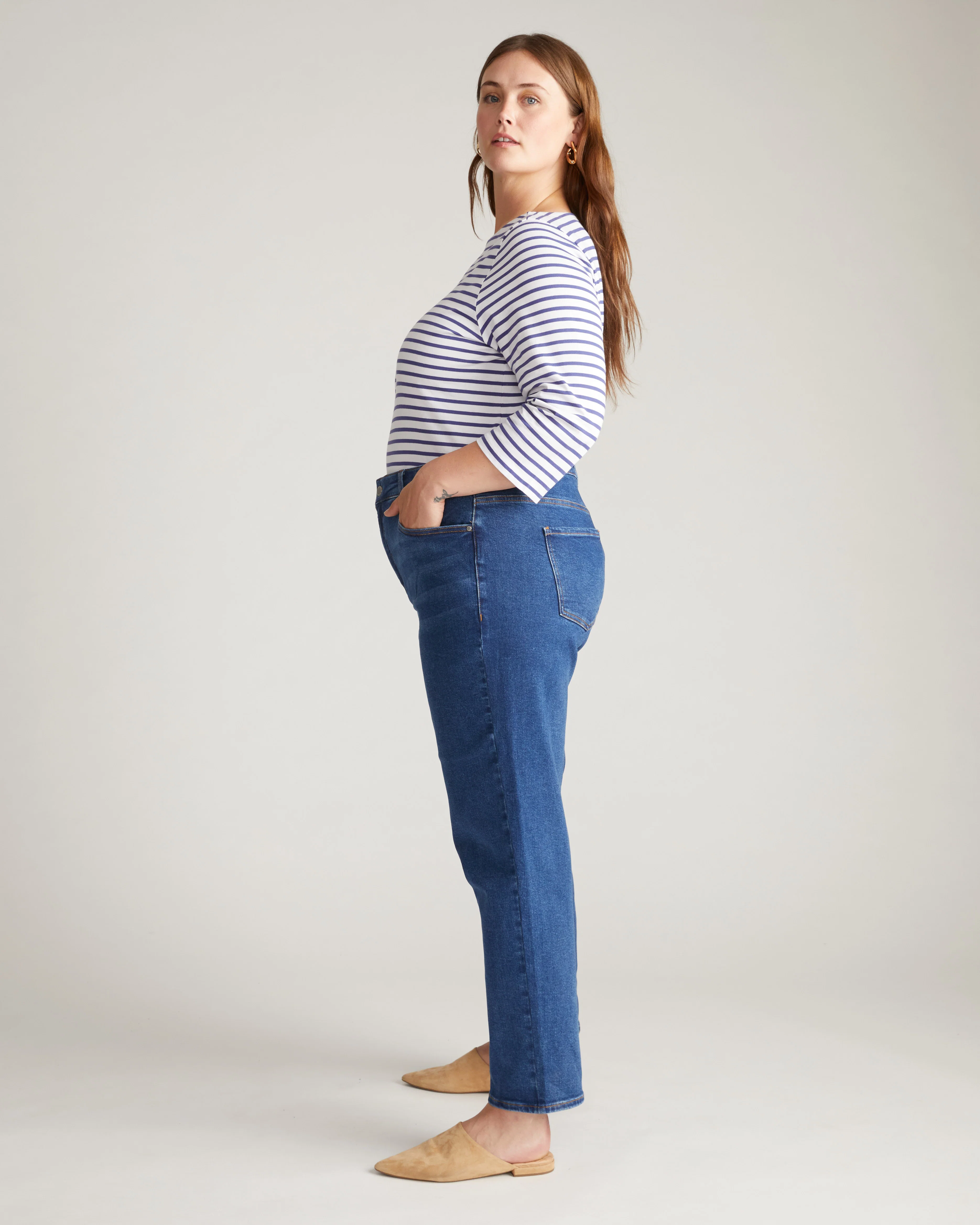 Etta High Rise Straight Leg Jeans 31 Inch - Aged Indigo - Image 2